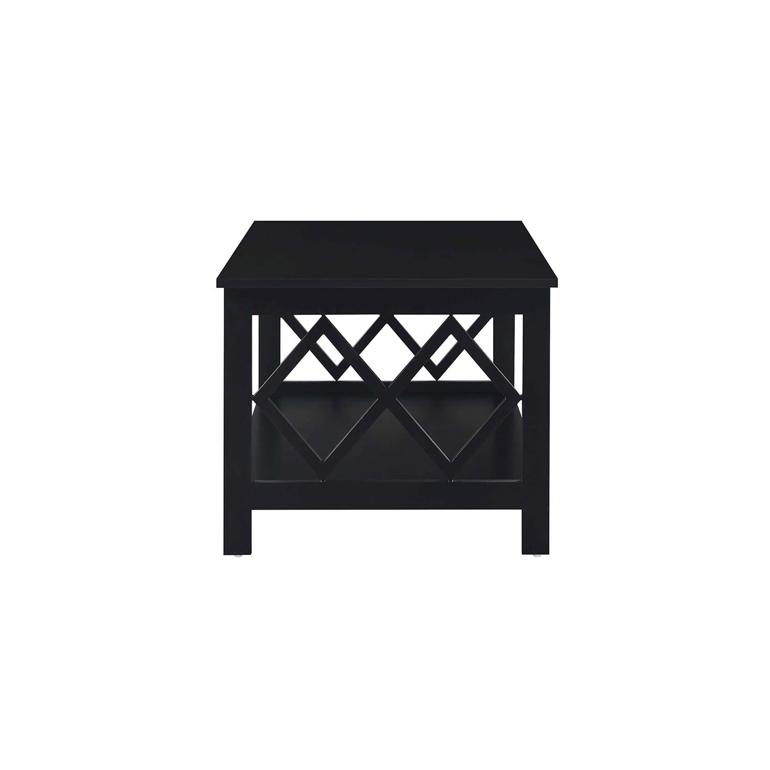 Convenience Concepts Diamond Wood Coffee Table in Black Wood Finish