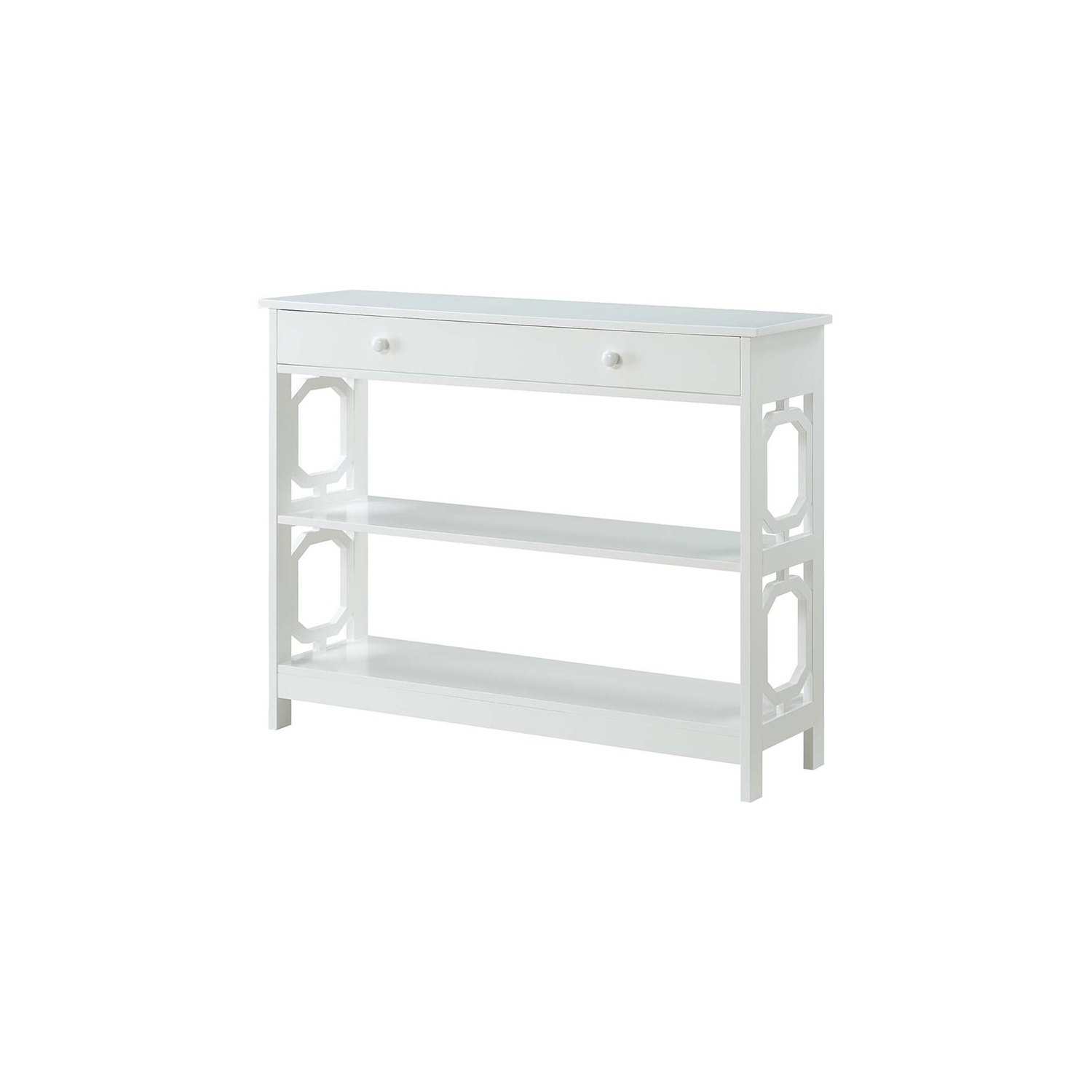 Pemberly Row Contemporary Storage Console Table in White Wood Finish