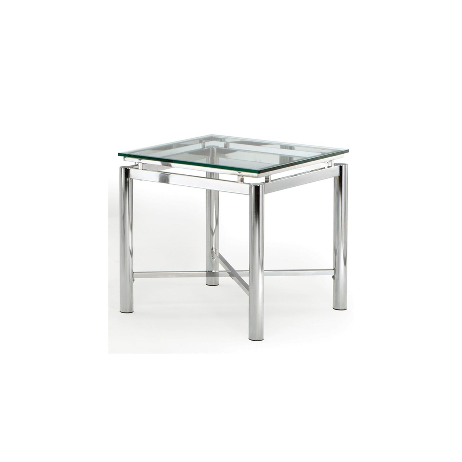 Steve Silver Nova Contemporary Glass Top and Chrome Base End Table