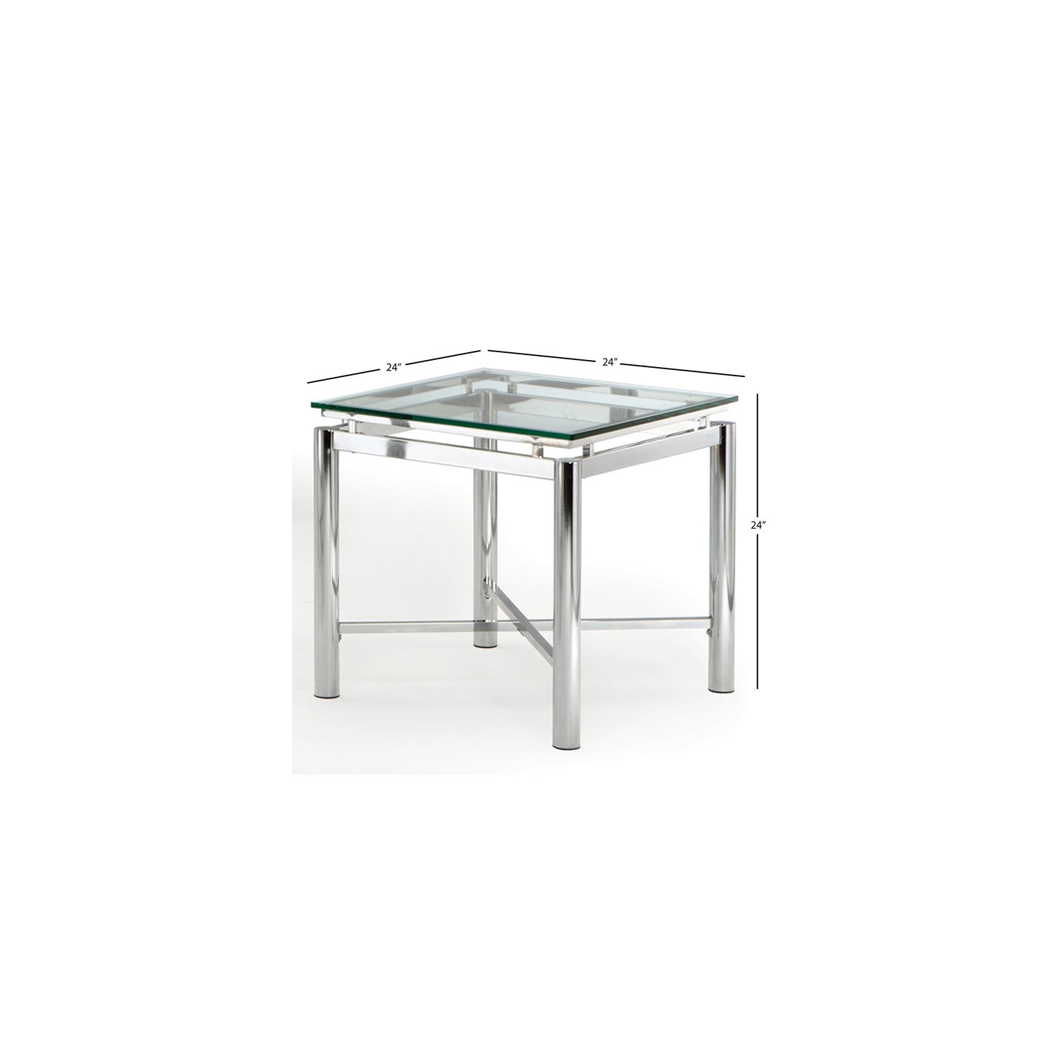 Steve Silver Nova Contemporary Glass Top and Chrome Base End Table