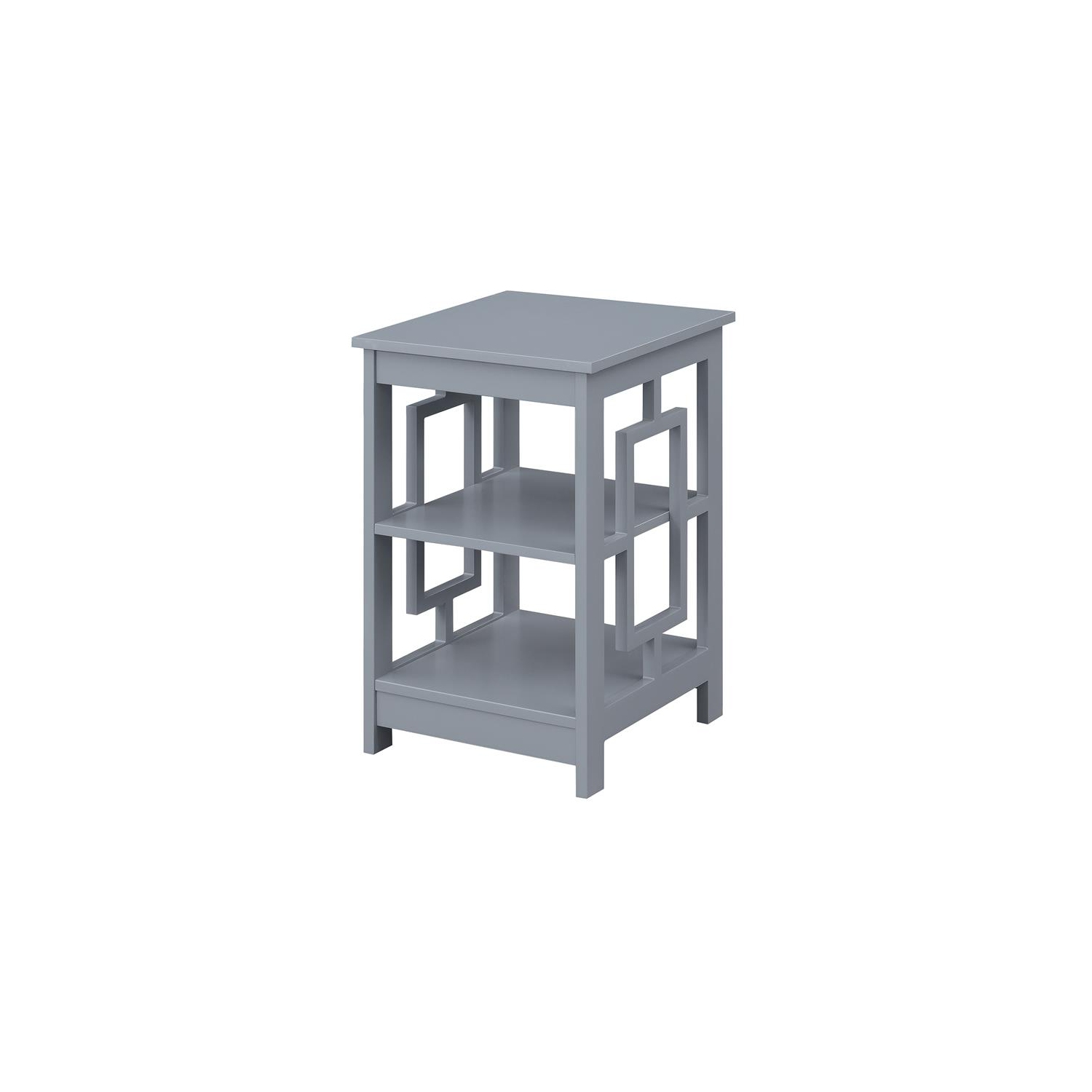 Convenience Concepts Town Square End Table with Shelves in Gray Wood Finish