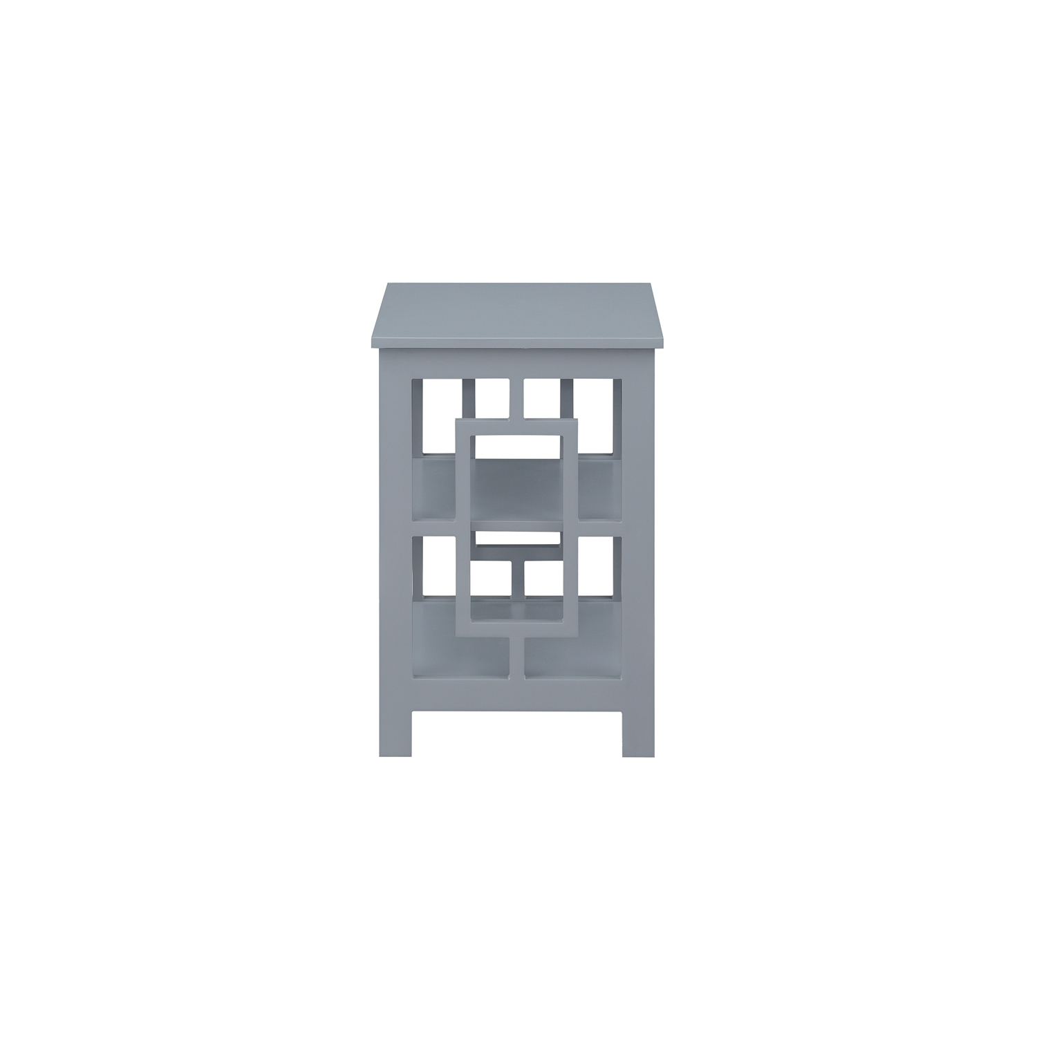 Convenience Concepts Town Square End Table with Shelves in Gray Wood Finish