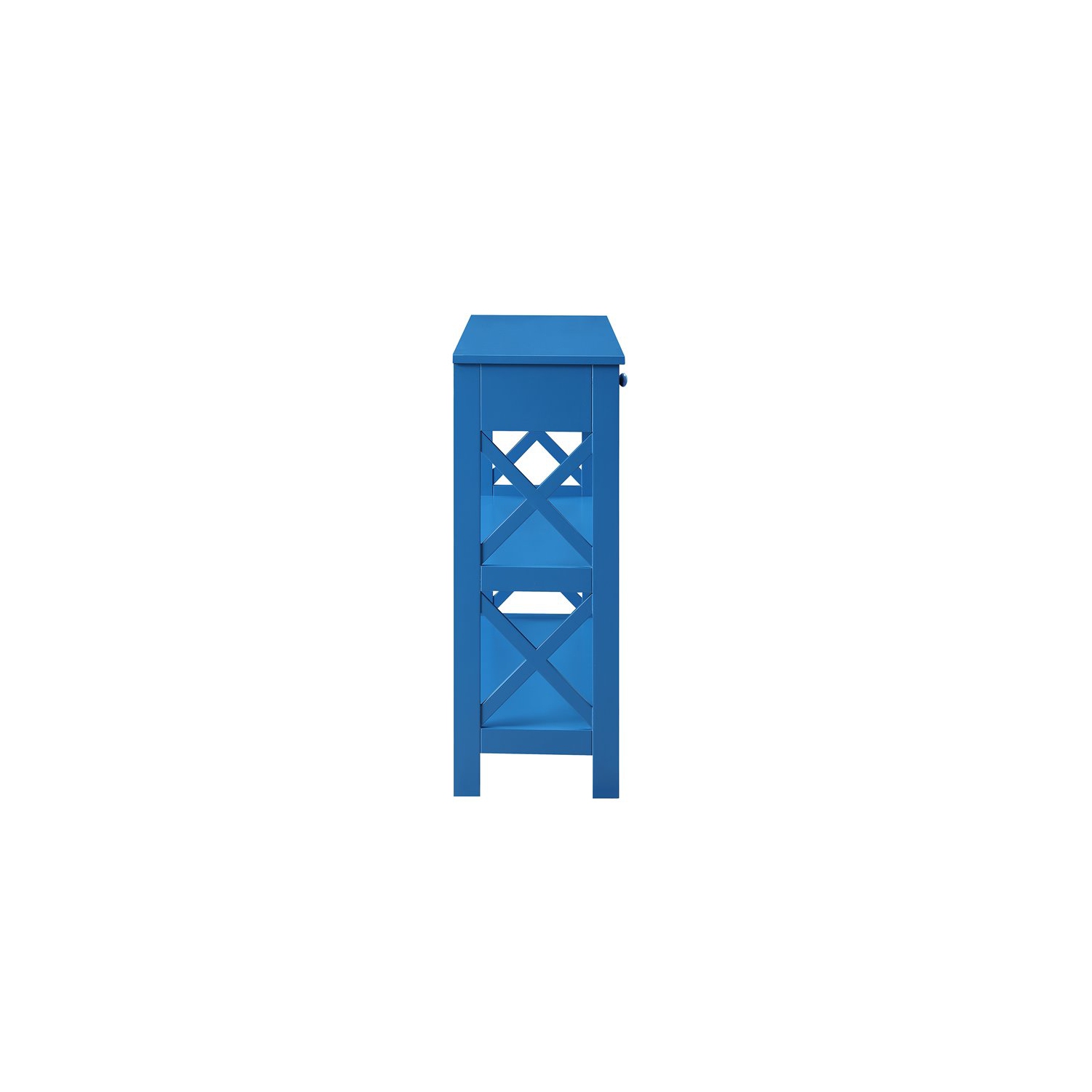 Pemberly Row Transitional One-Drawer Console Table in Blue Wood Finish