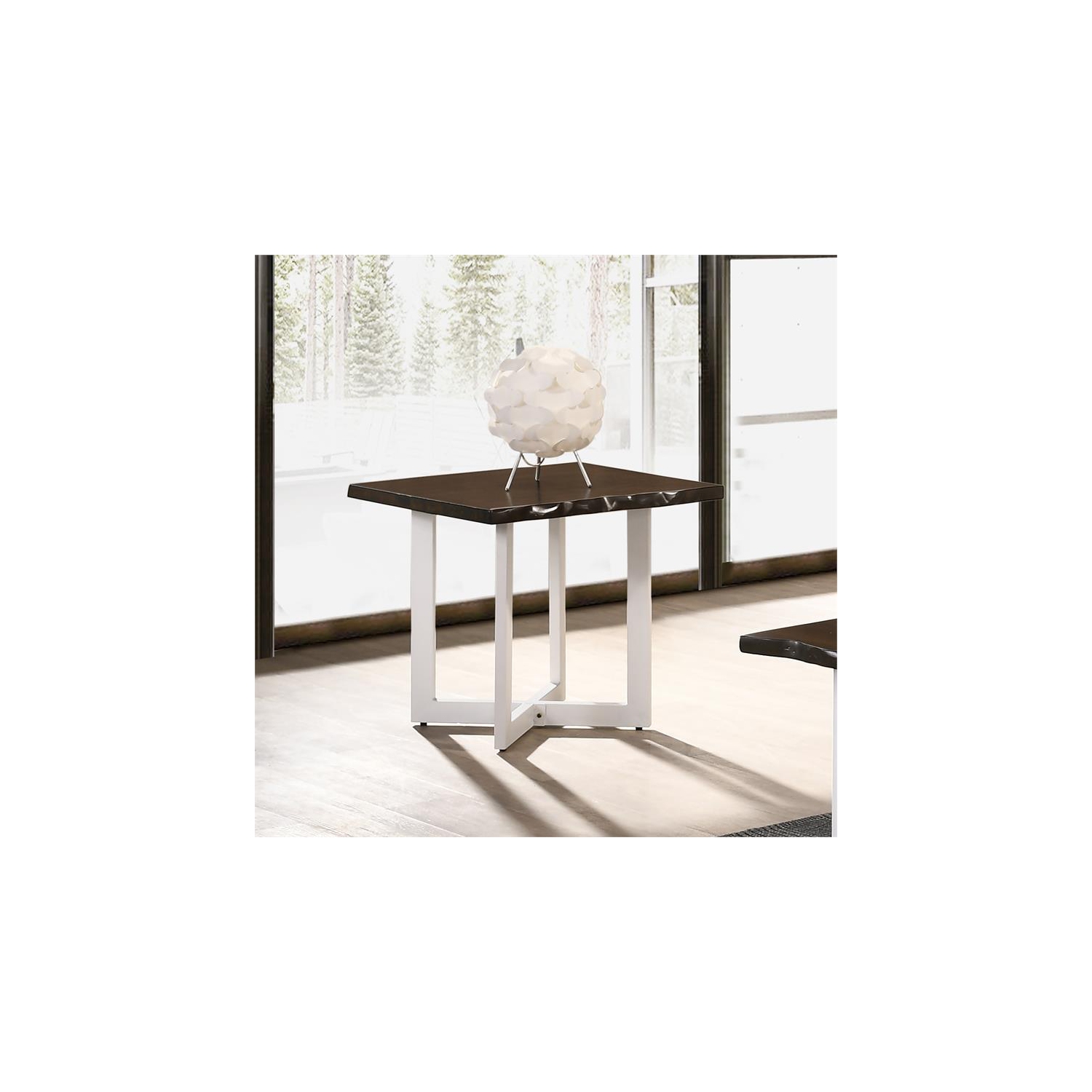 Furniture of America Baletto Contemporary Wood End Table in Oak and White