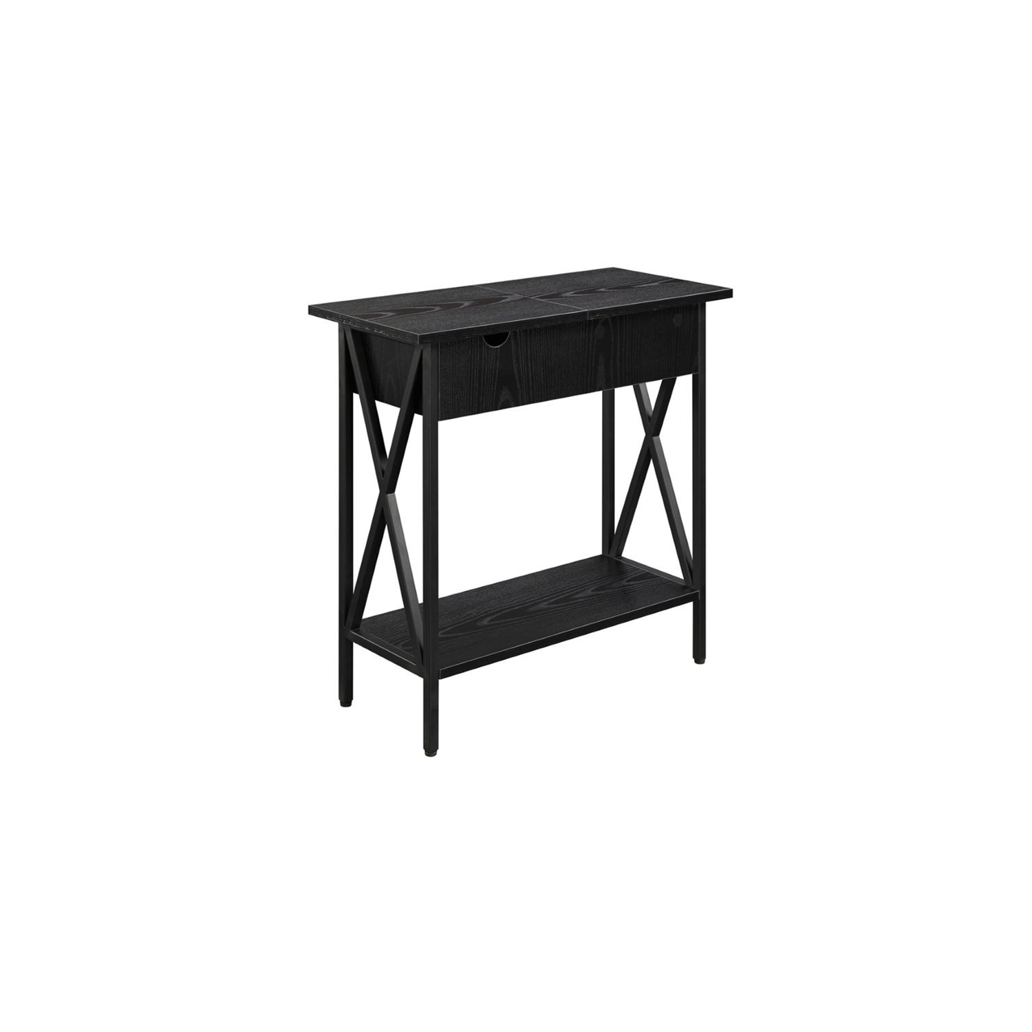 Pemberly Row Electric Flip Top Table in Black Wood Finish