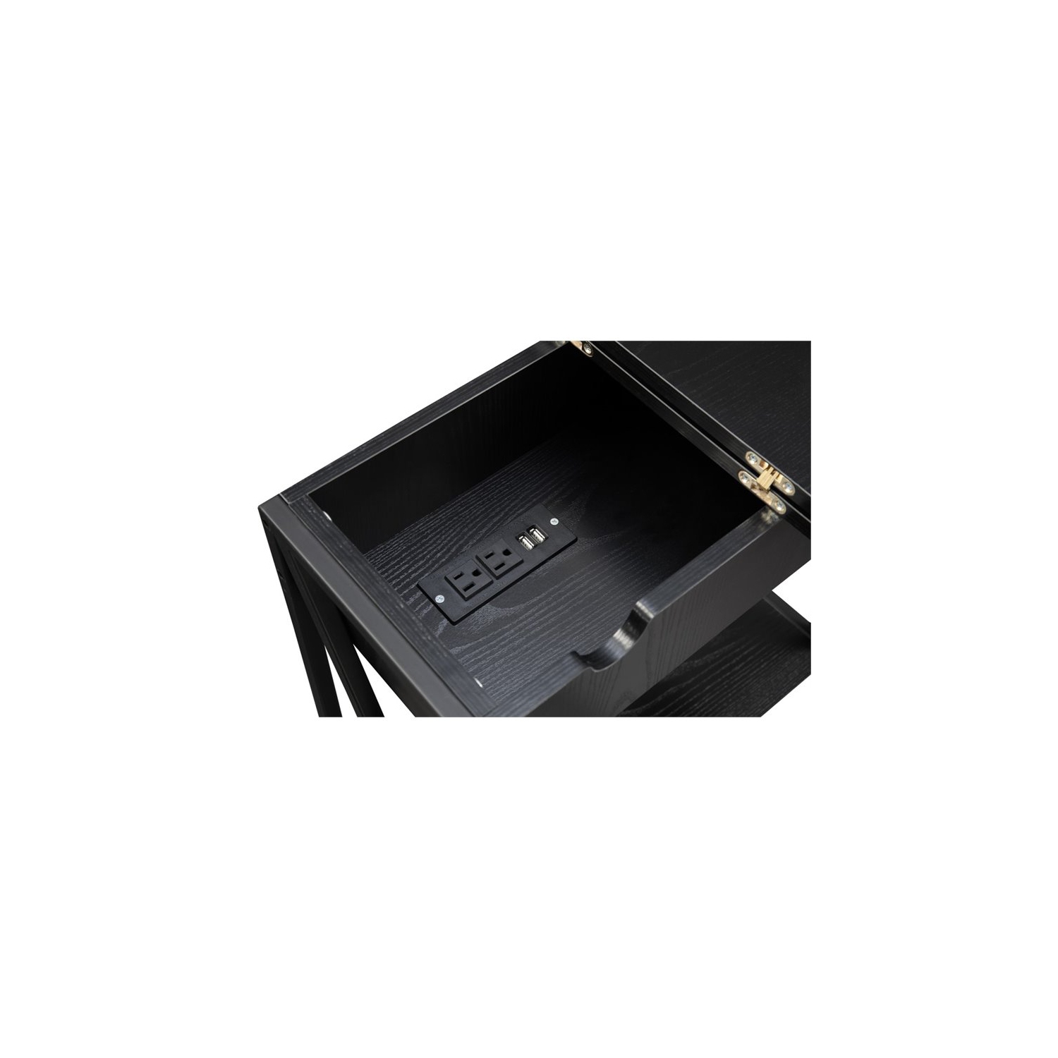 Pemberly Row Electric Flip Top Table in Black Wood Finish