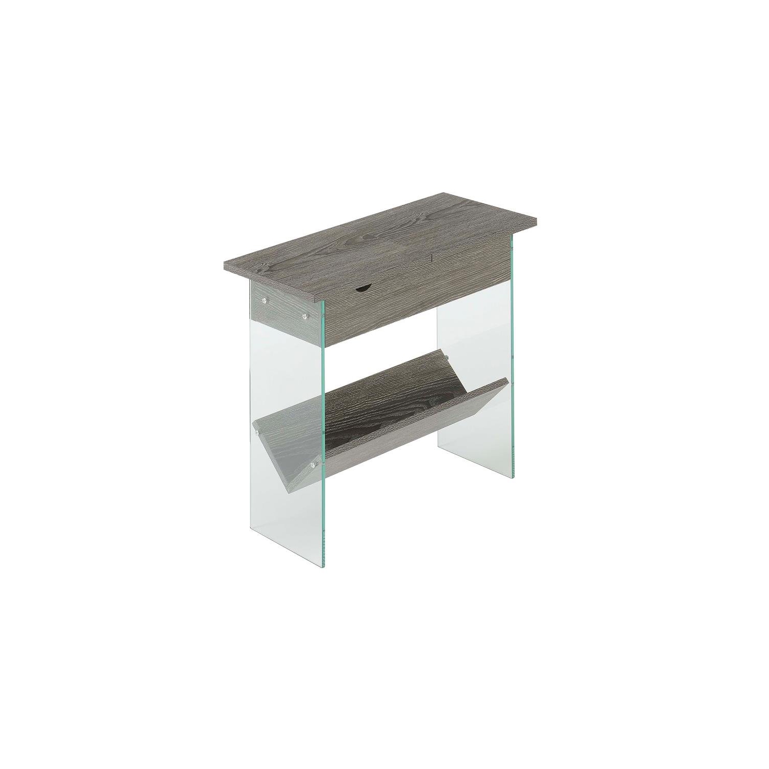 Table de bout électrique à dessus rabattable Soho de pratique concepts, fini bois gris