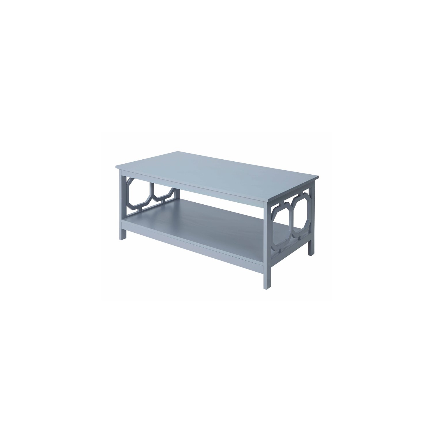 Pemberly Row Coffee Table in Gray Wood Finish with Shelf