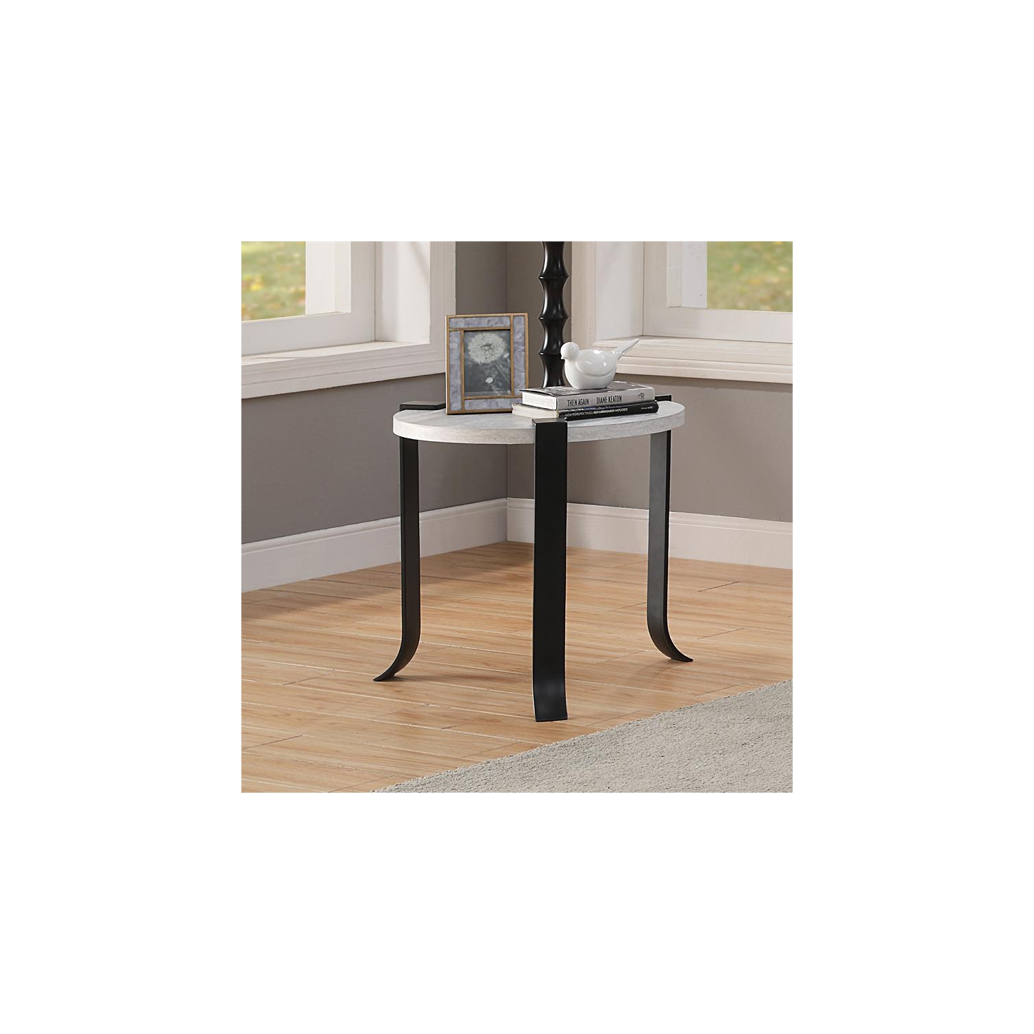 Furniture of America Marwell Metal 3-Piece Coffee Table Set in Antique White