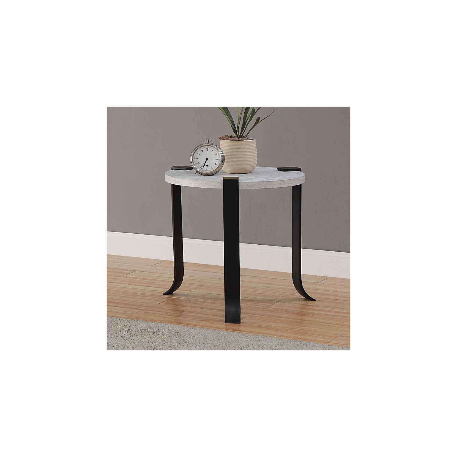 Furniture of America Marwell Metal 3-Piece Coffee Table Set in Antique White