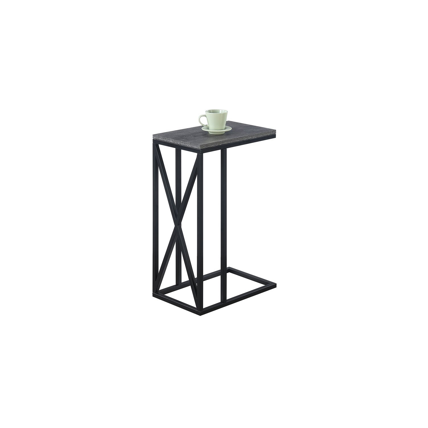 Pemberly Row C End Table in Weathered Gray Wood and Black Metal