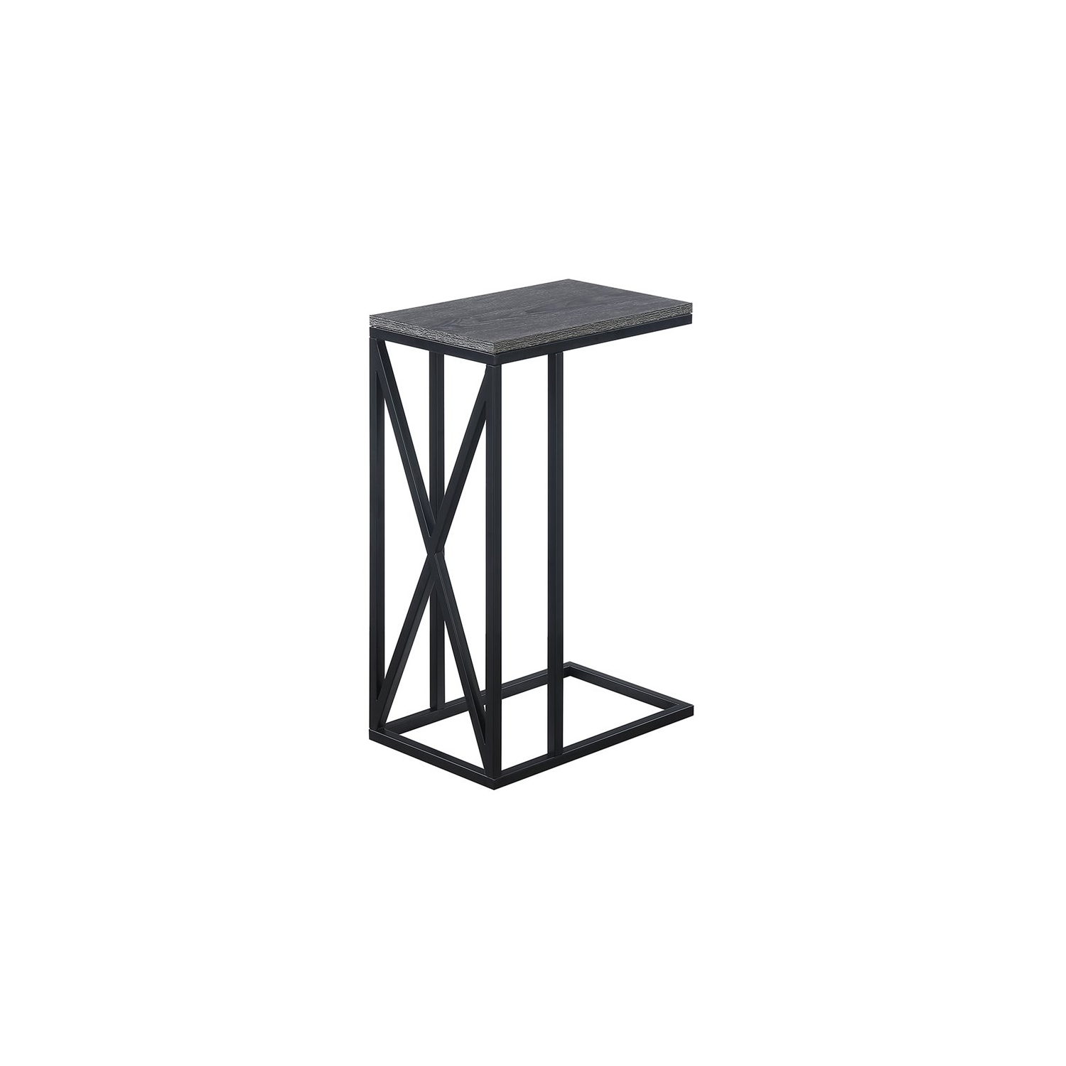 Pemberly Row C End Table in Weathered Gray Wood and Black Metal