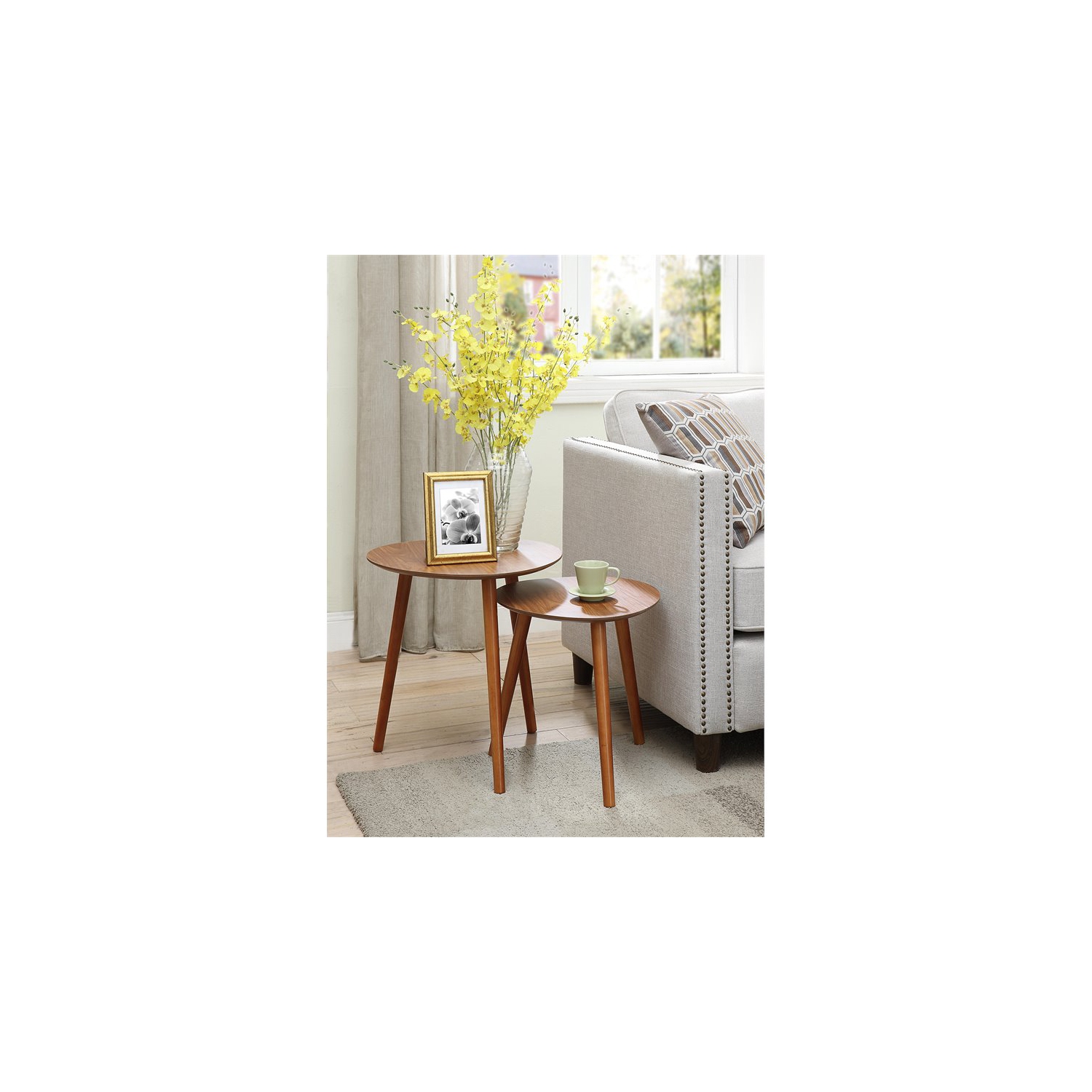 Convenience Concepts Oslo Java Nesting End Tables in Cherry Wood Finish