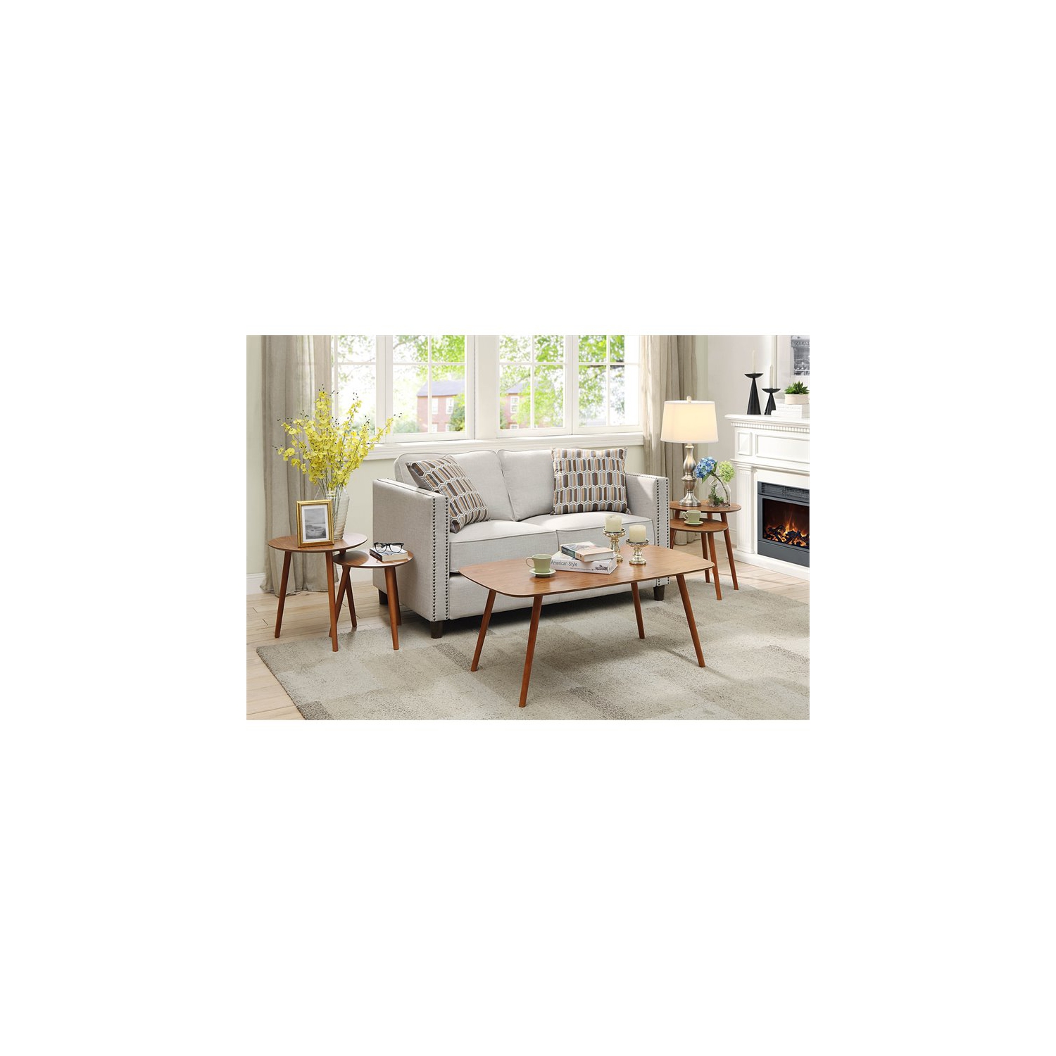 Convenience Concepts Oslo Java Nesting End Tables in Cherry Wood Finish