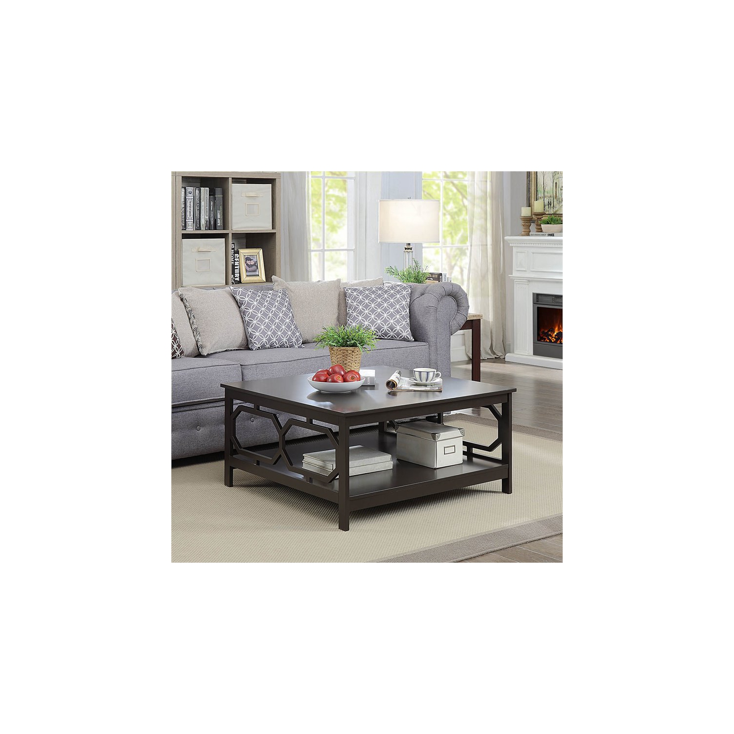 Pemberly Row Square 36" Coffee Table in Espresso Wood Finish