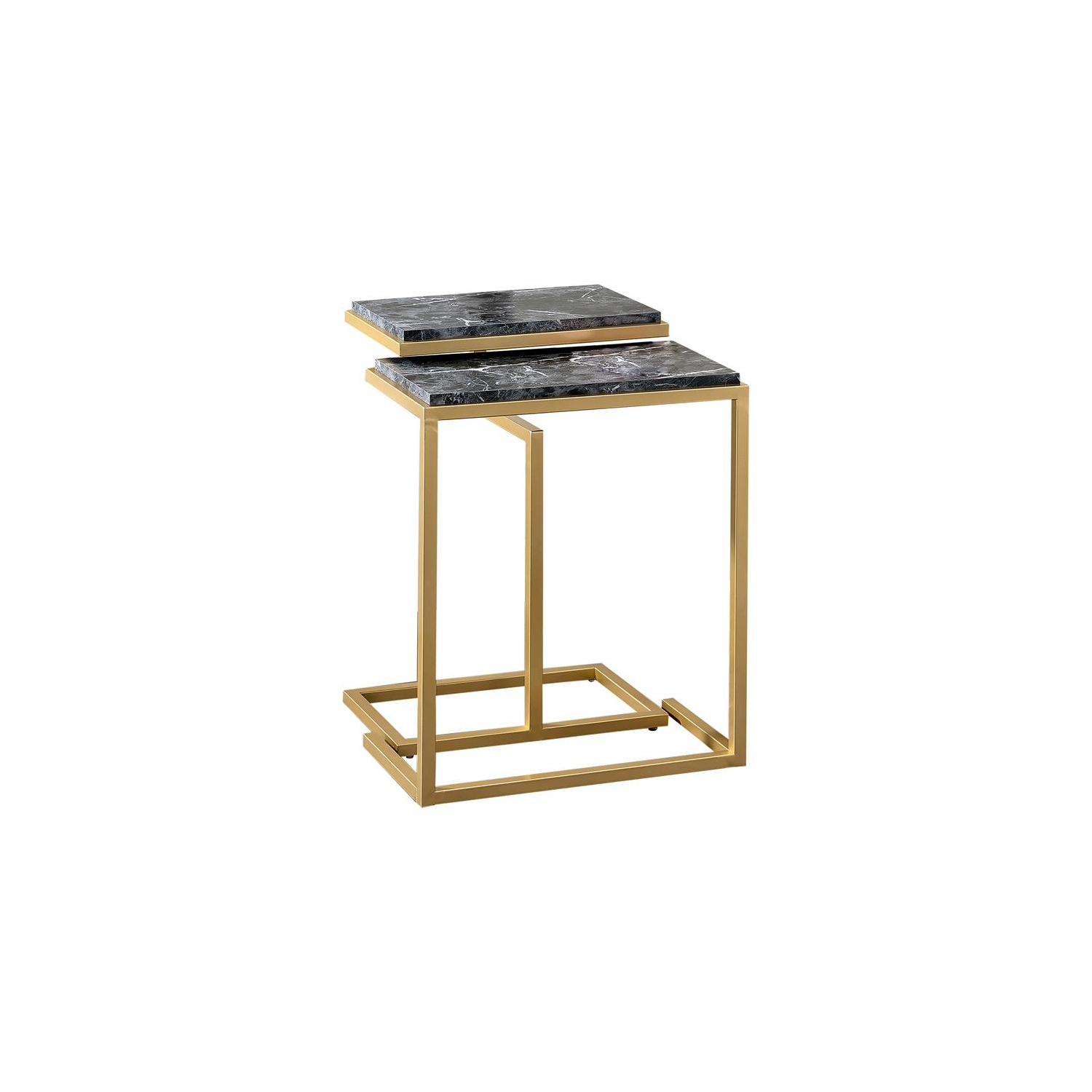 Furniture of America Gorvaire Contemporary Metal 2-Piece Nesting Table in Black