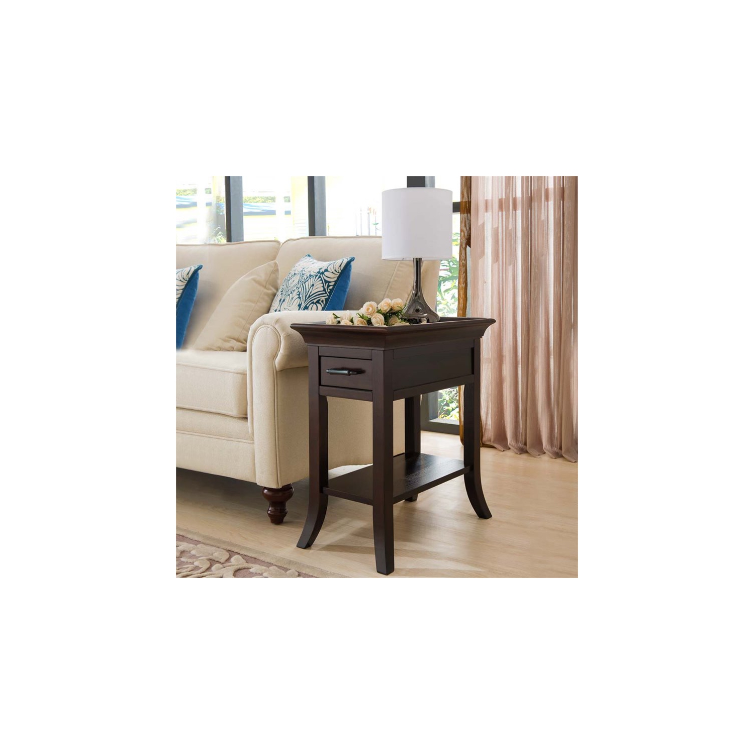 Bowery Hill Tray Edge End Table in Chocolate Cherry