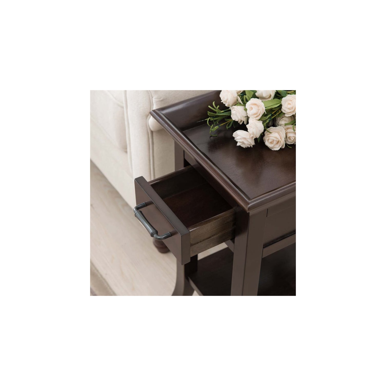Bowery Hill Tray Edge End Table in Chocolate Cherry