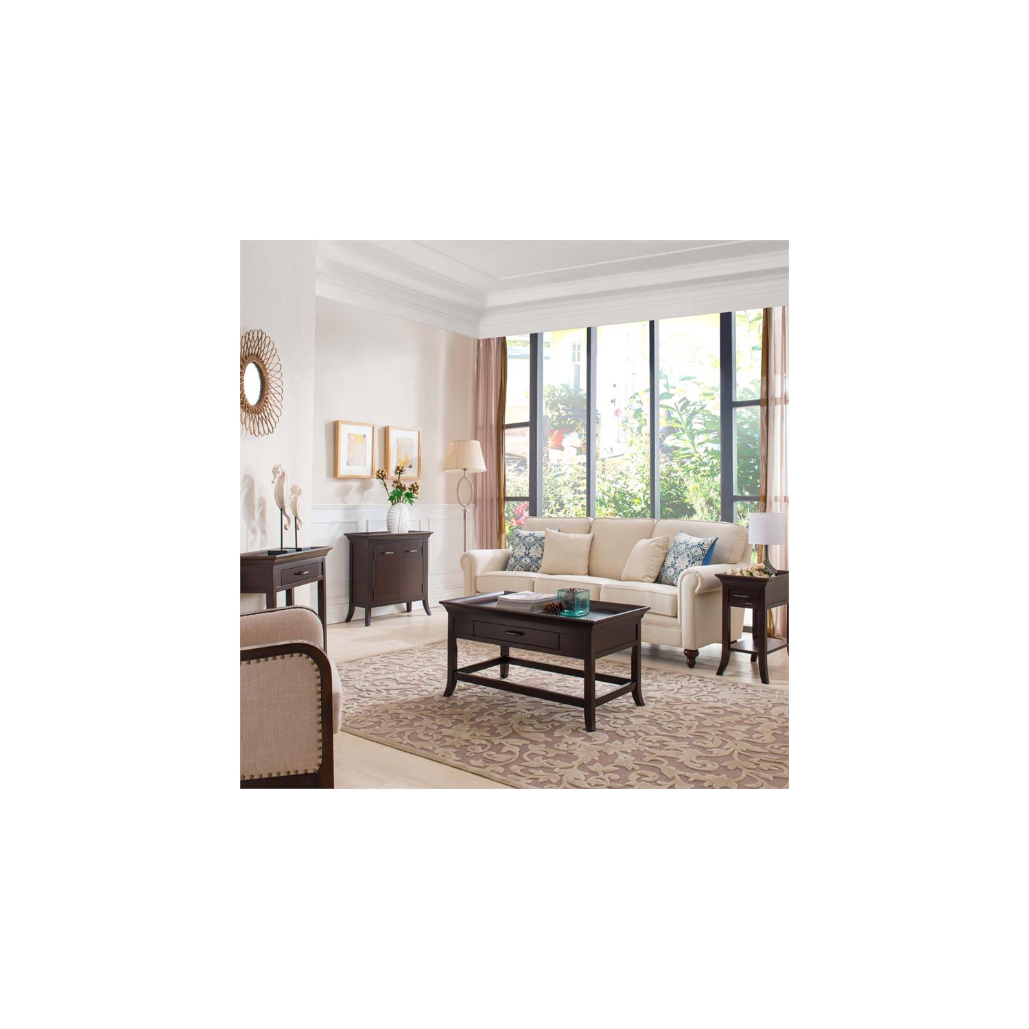 Bowery Hill Tray Edge End Table in Chocolate Cherry