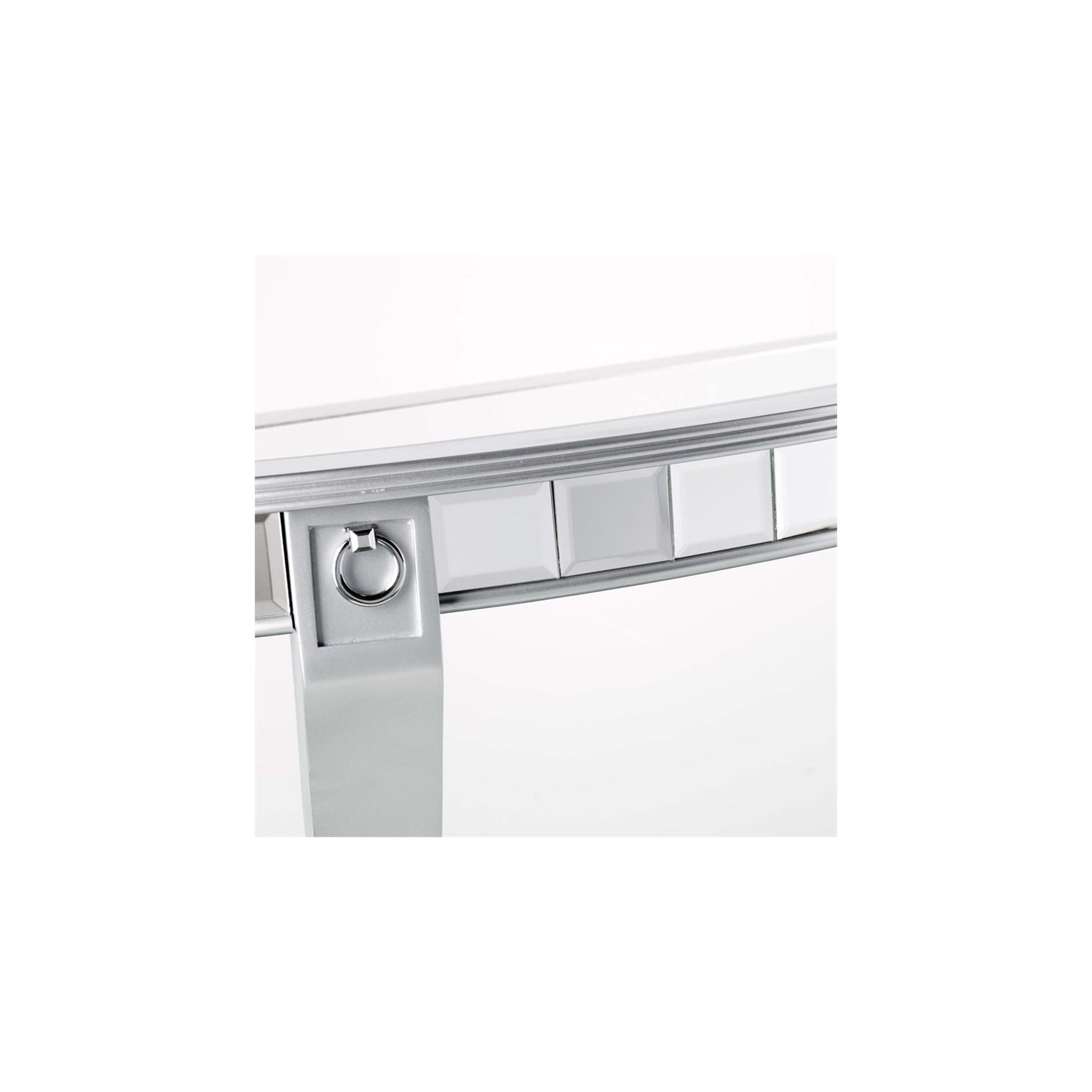 Bowery Hill Glam Demilune Mirrored Console Table