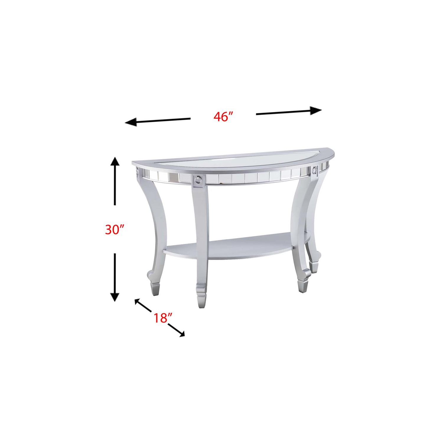 Bowery Hill Glam Demilune Mirrored Console Table