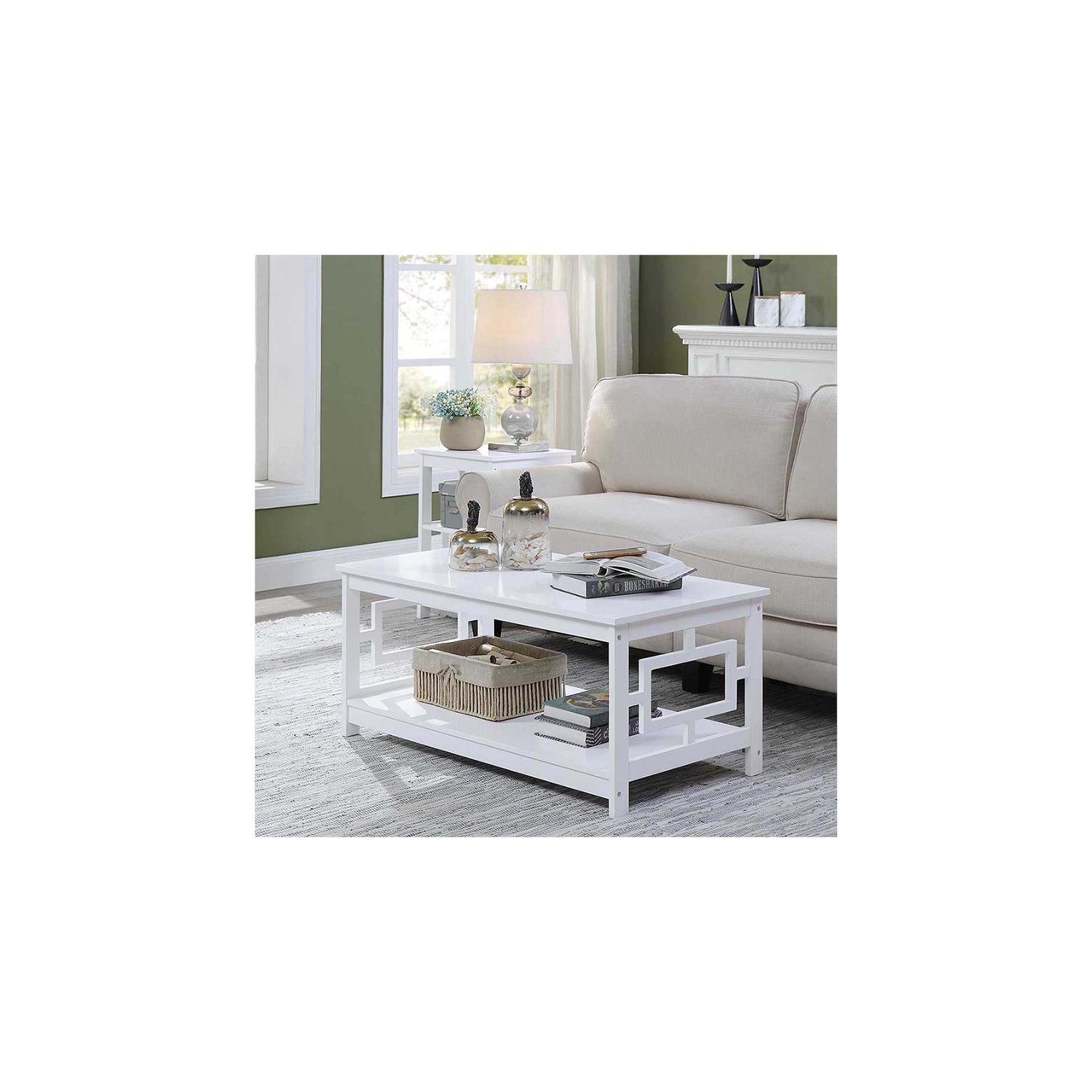 Convenience Concepts Town Square Coffee Table in White Wood Finish