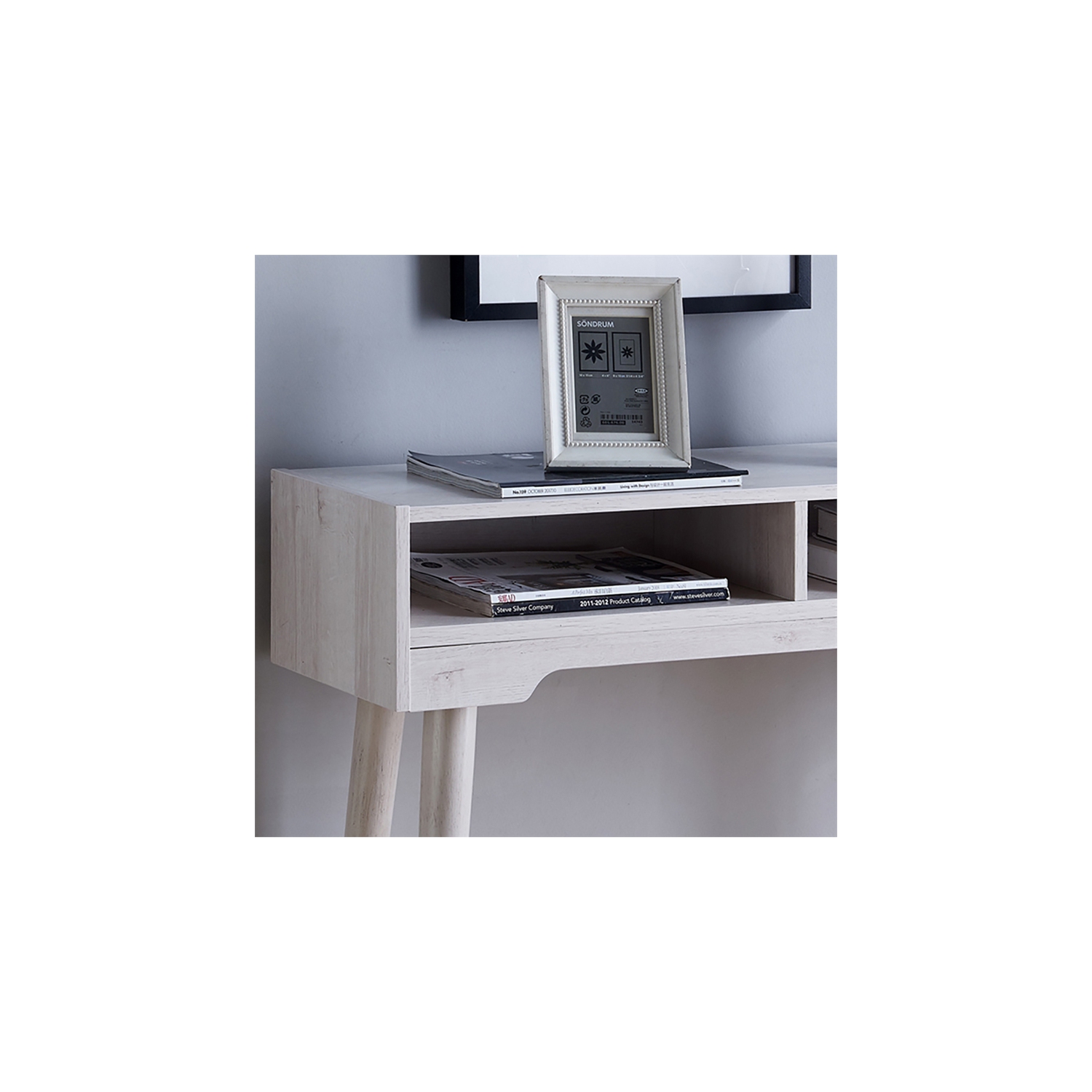 Furniture of America Keller Modern Wood 2-Shelf Console Table in White