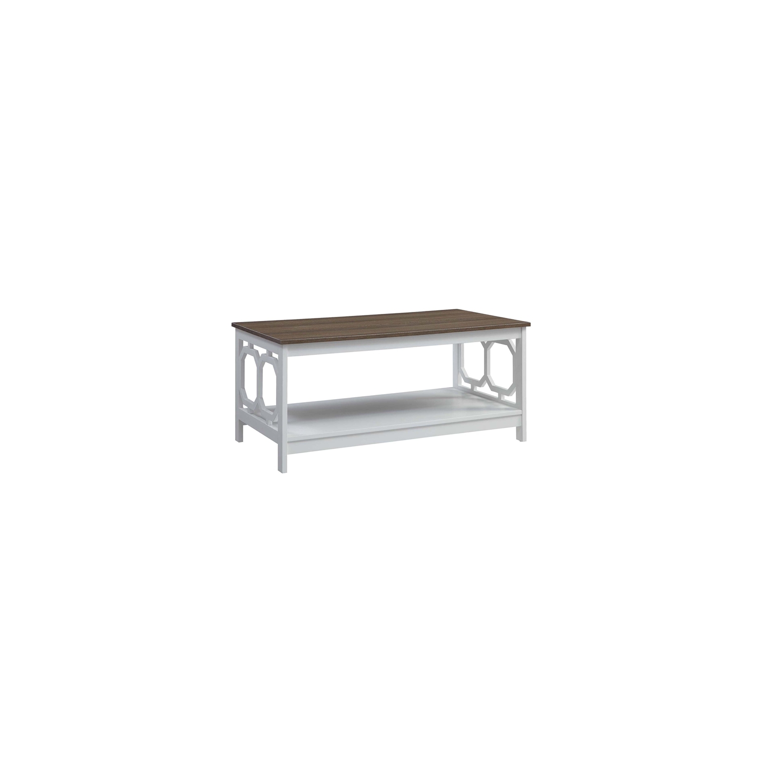 Pemberly Row Coffee Table in White and Driftwood Brown Wood Finish