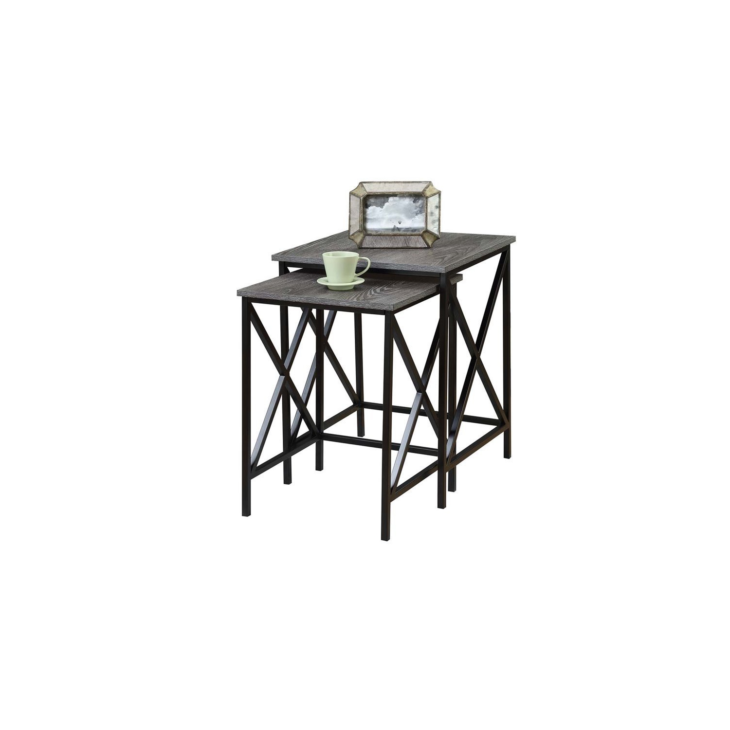 Pemberly Row 2 Piece Nesting End Table Set in Gray