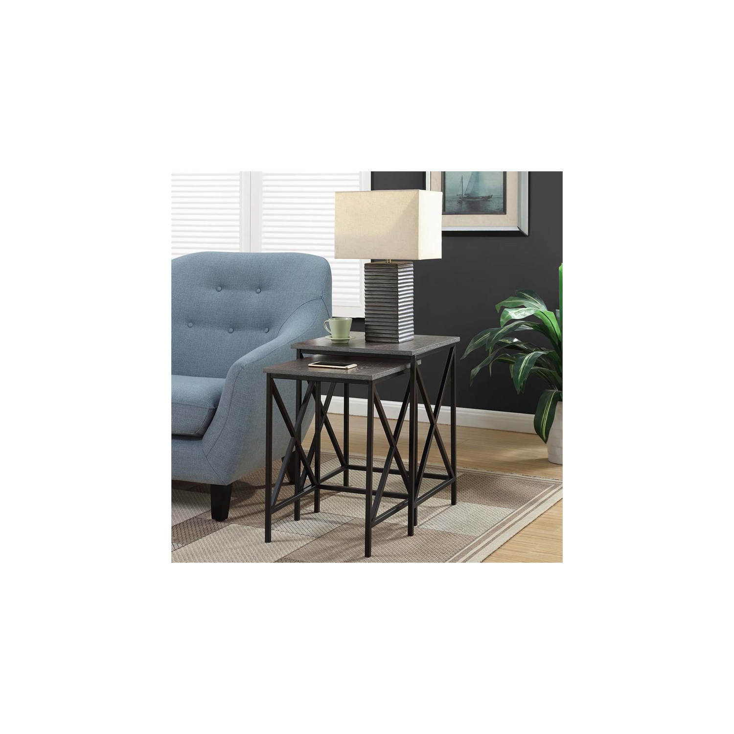 Pemberly Row 2 Piece Nesting End Table Set in Gray