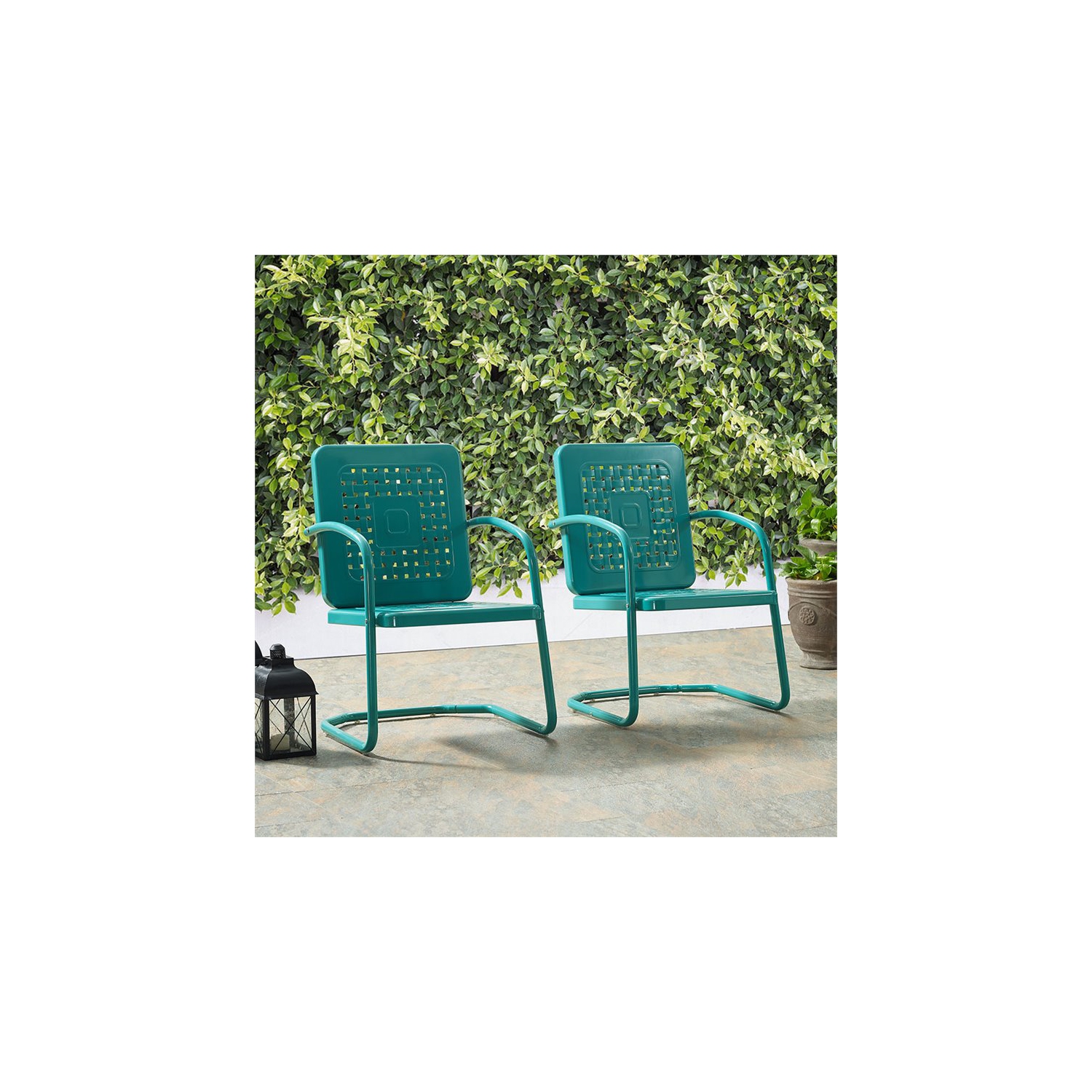 Crosley Bates Metal Patio Chair in Turquoise