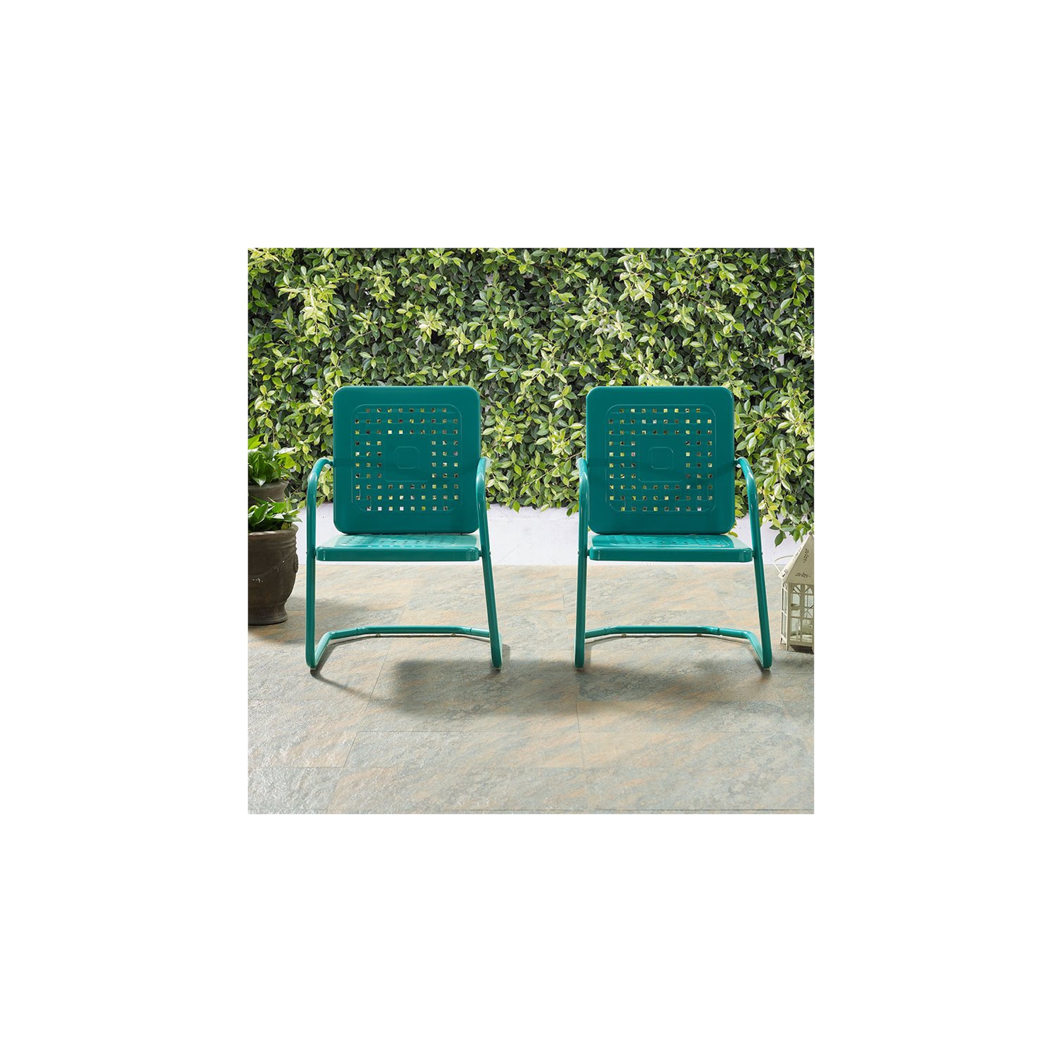 Crosley Bates Metal Patio Chair in Turquoise