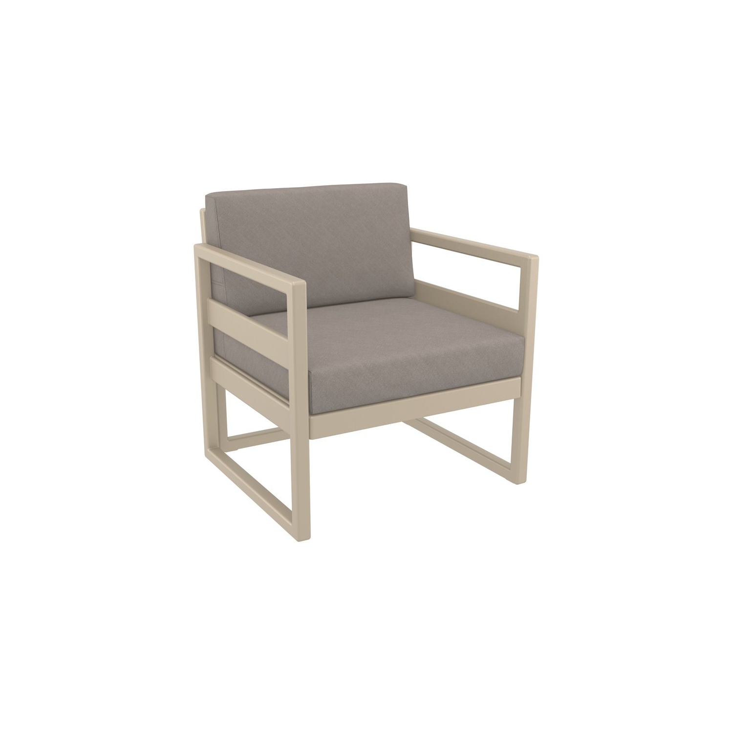 Mykonos Patio Club Chair Taupe with Acrylic Fabric Taupe Cushions