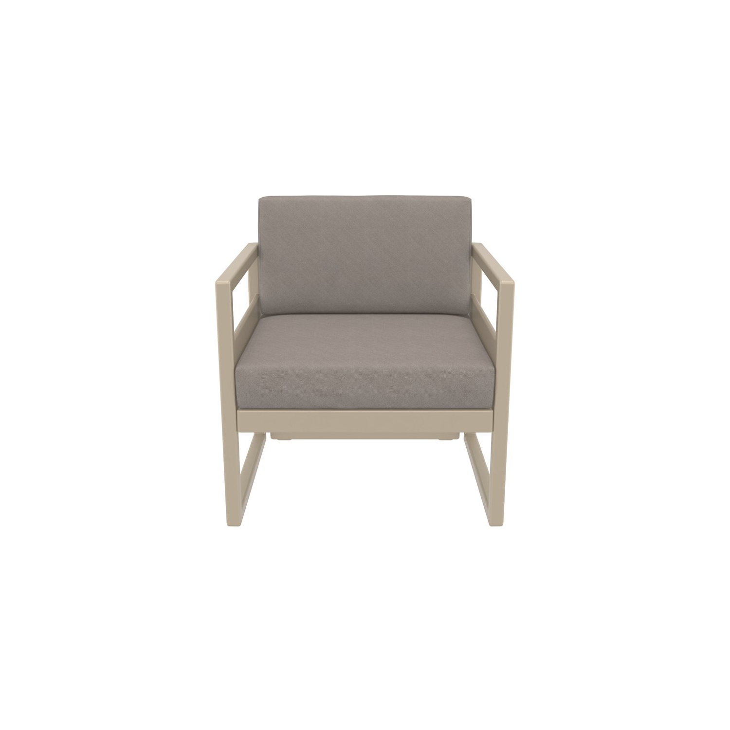 Mykonos Patio Club Chair Taupe with Acrylic Fabric Taupe Cushions