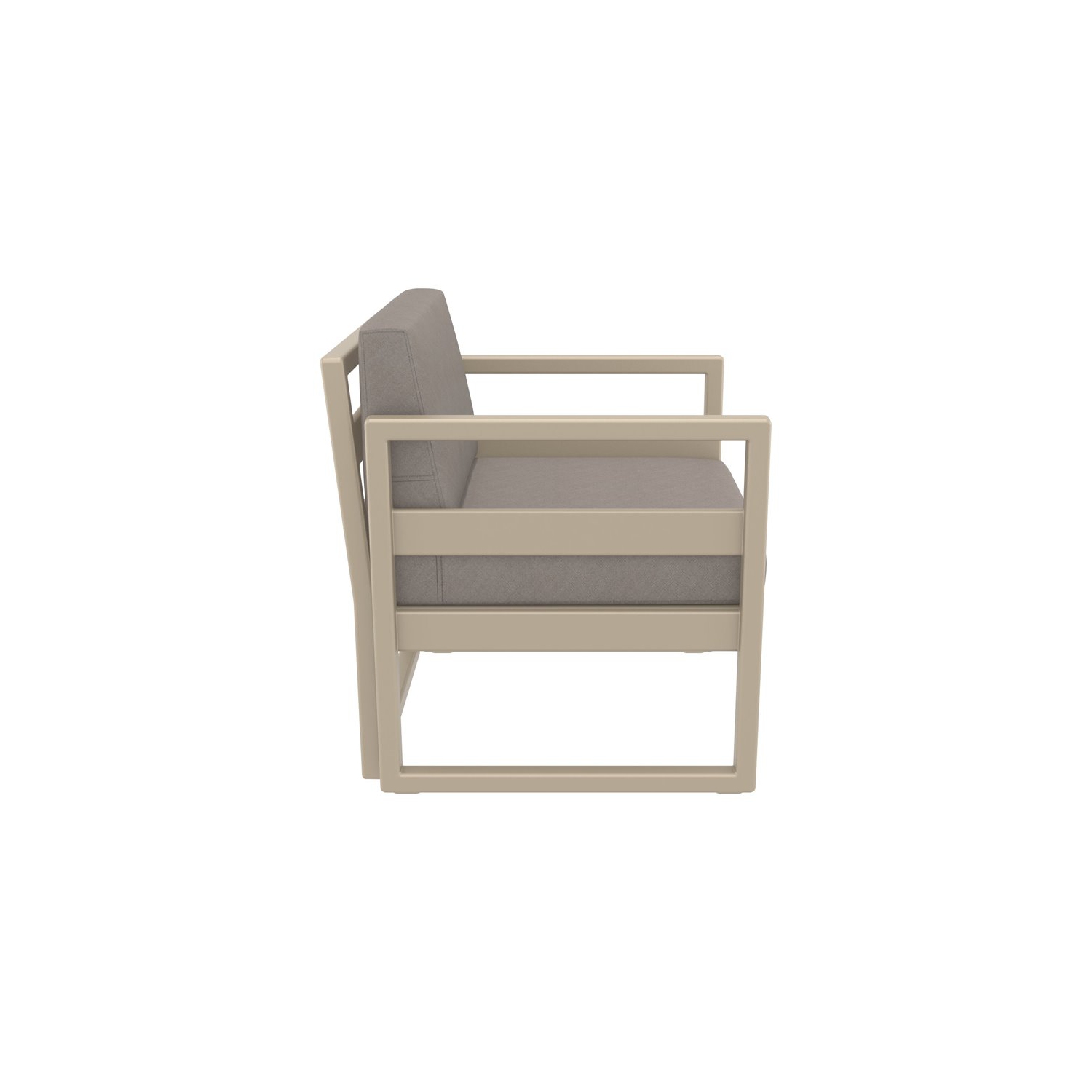Mykonos Patio Club Chair Taupe with Acrylic Fabric Taupe Cushions