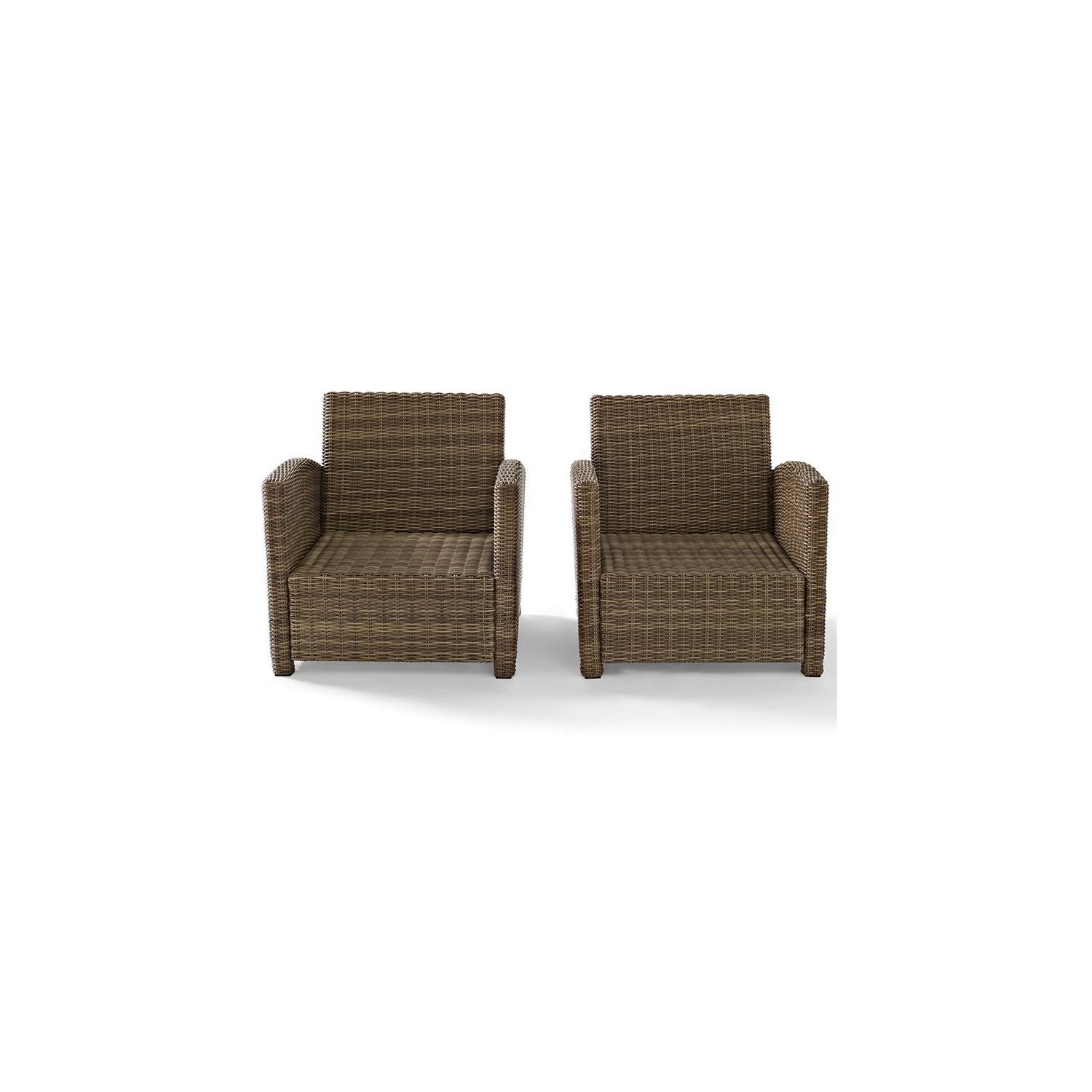Pemberly Row 2 Piece Outdoor Wicker Seating Set with Sangria Cushions