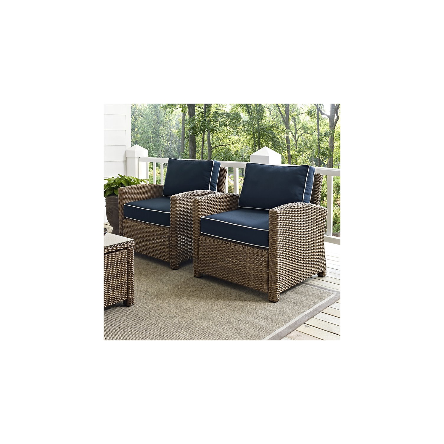 Pemberly Row 2 Piece Outdoor Wicker Seating Set