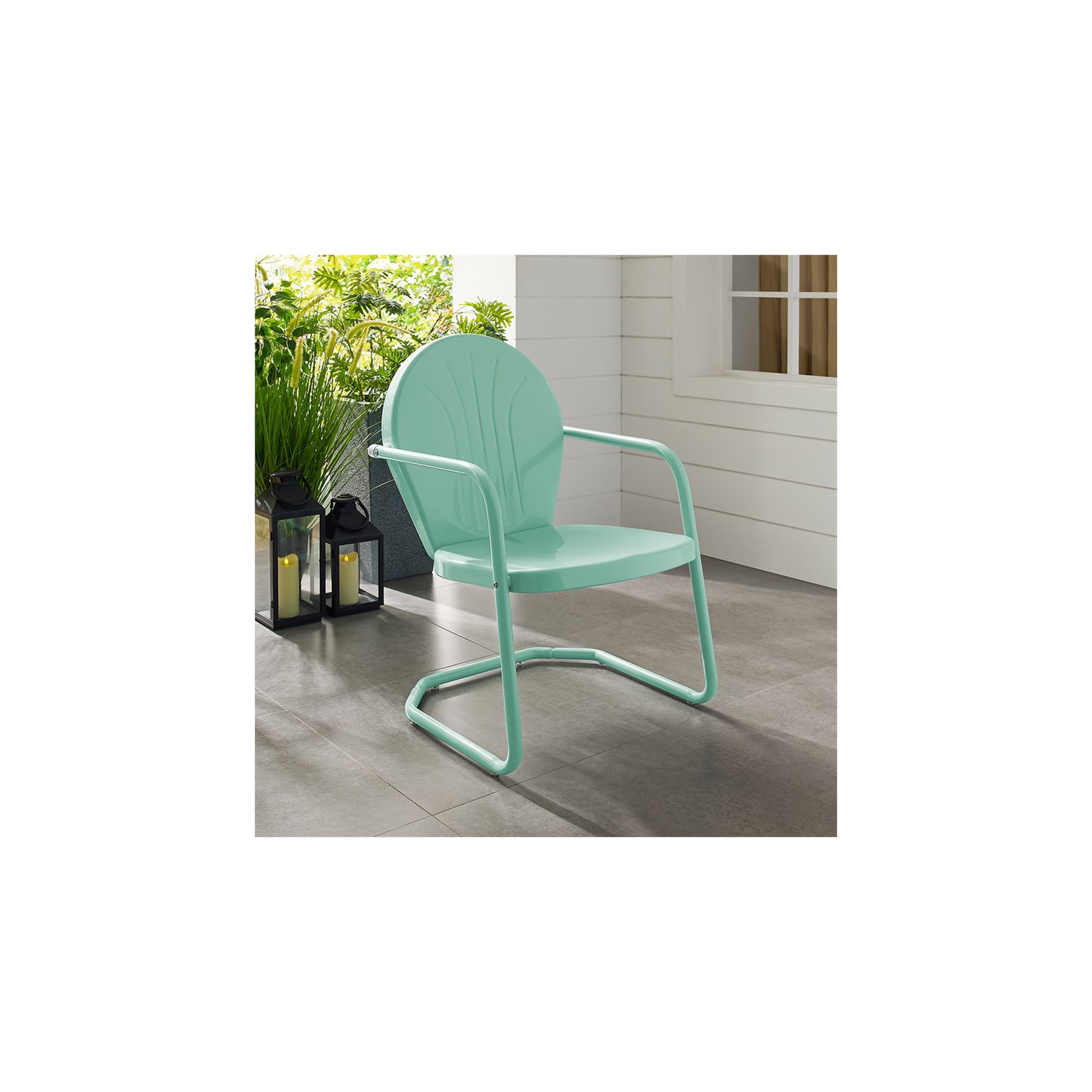 Crosley Griffith Metal Patio Chair in Aqua