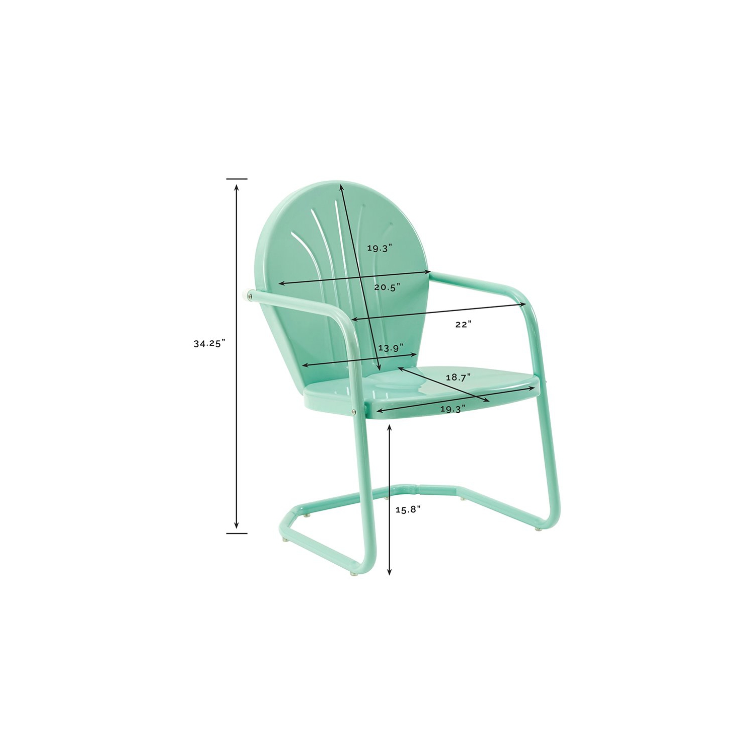 Crosley Griffith Metal Patio Chair in Aqua