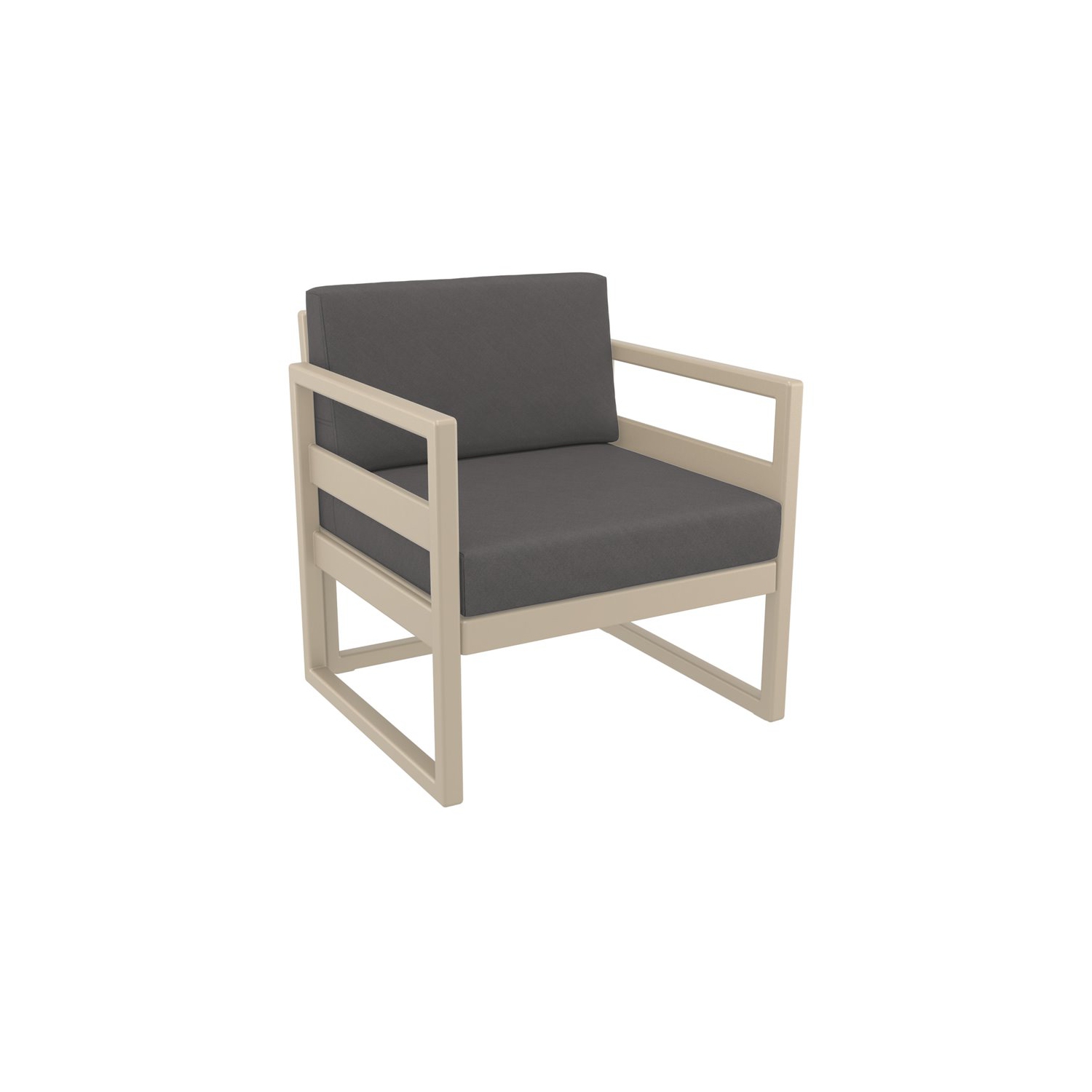Mykonos Patio Club Chair Taupe with Acrylic Fabric Charcoal Cushions