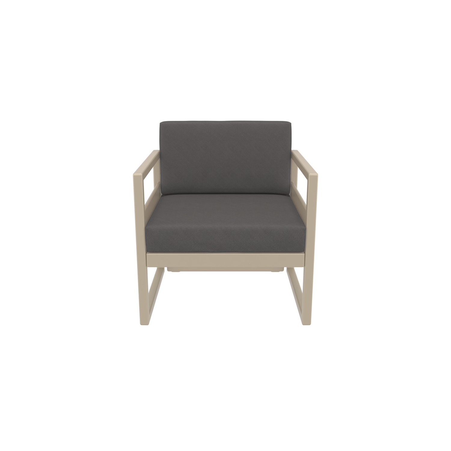 Mykonos Patio Club Chair Taupe with Acrylic Fabric Charcoal Cushions