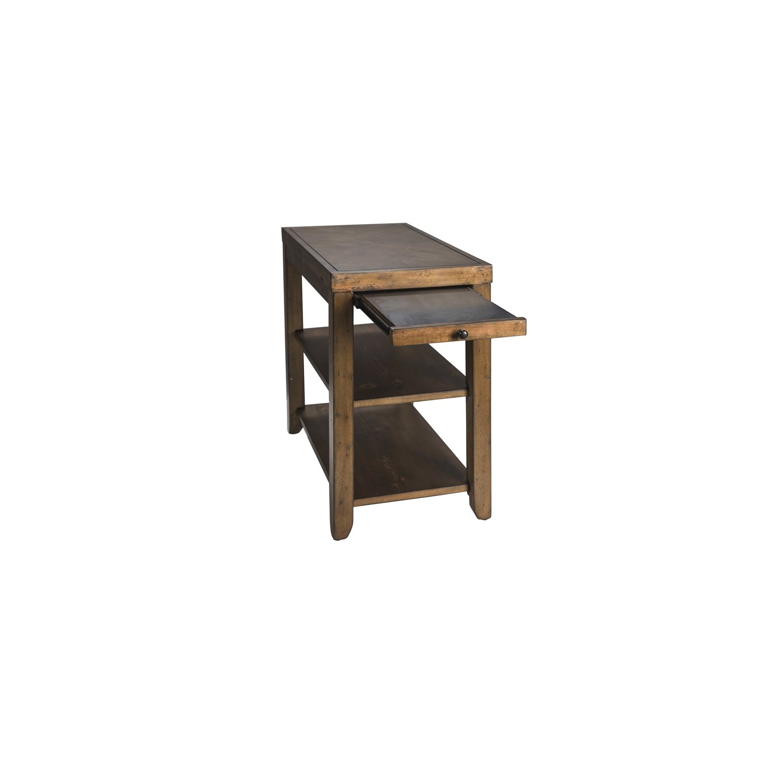 Pemberly Row Transitional Wood Chair Side Table in Brown