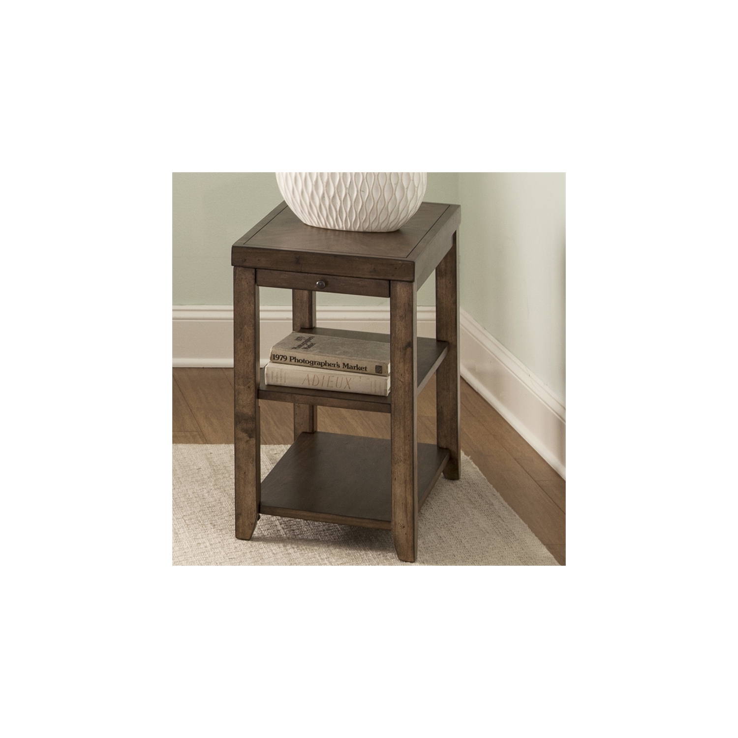 Pemberly Row Transitional Wood Chair Side Table in Brown