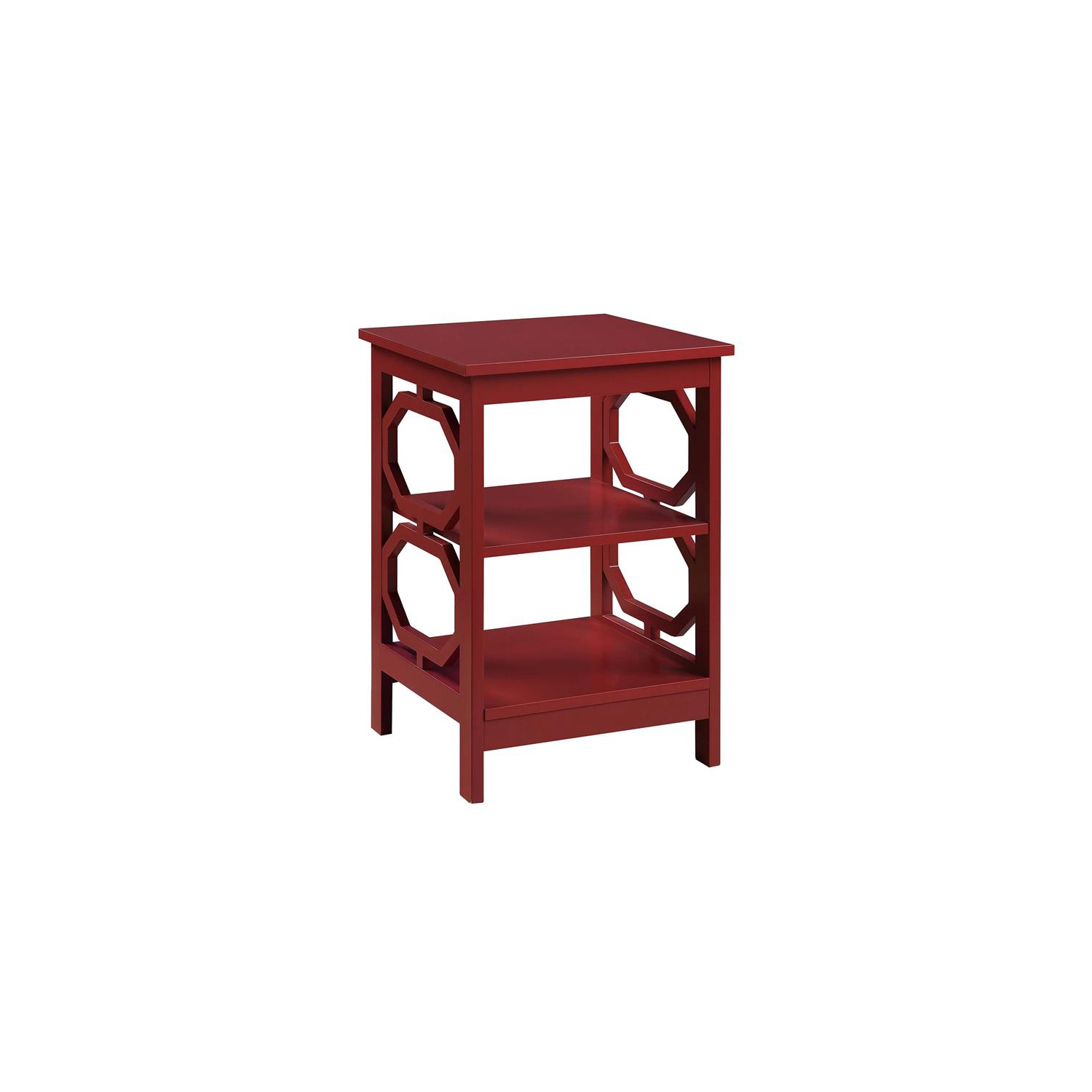 Convenience Concepts Omega End Table in Cranberry Red Wood Finish