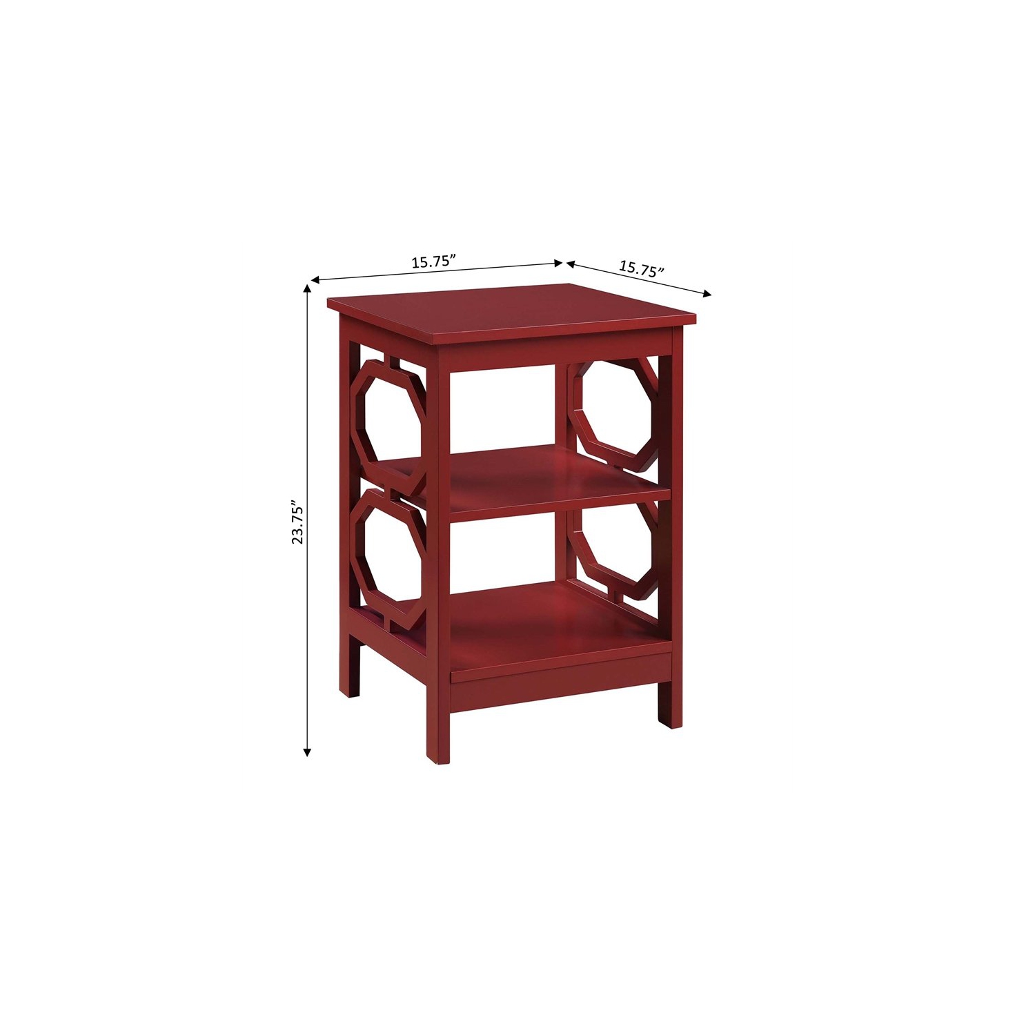 Convenience Concepts Omega End Table in Cranberry Red Wood Finish