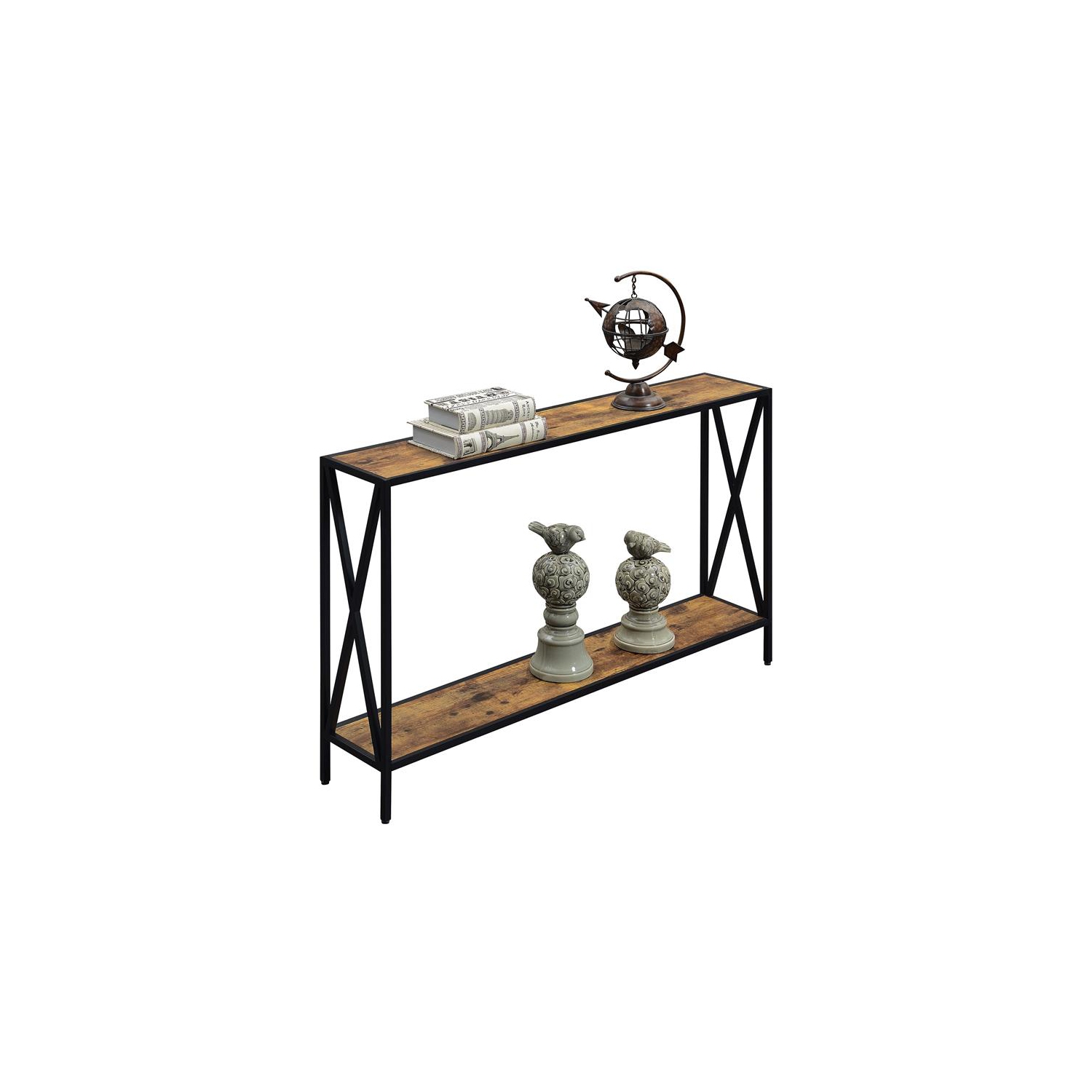 Convenience Concepts Tucson Black Metal Console Table in Multi-Color Wood Finish