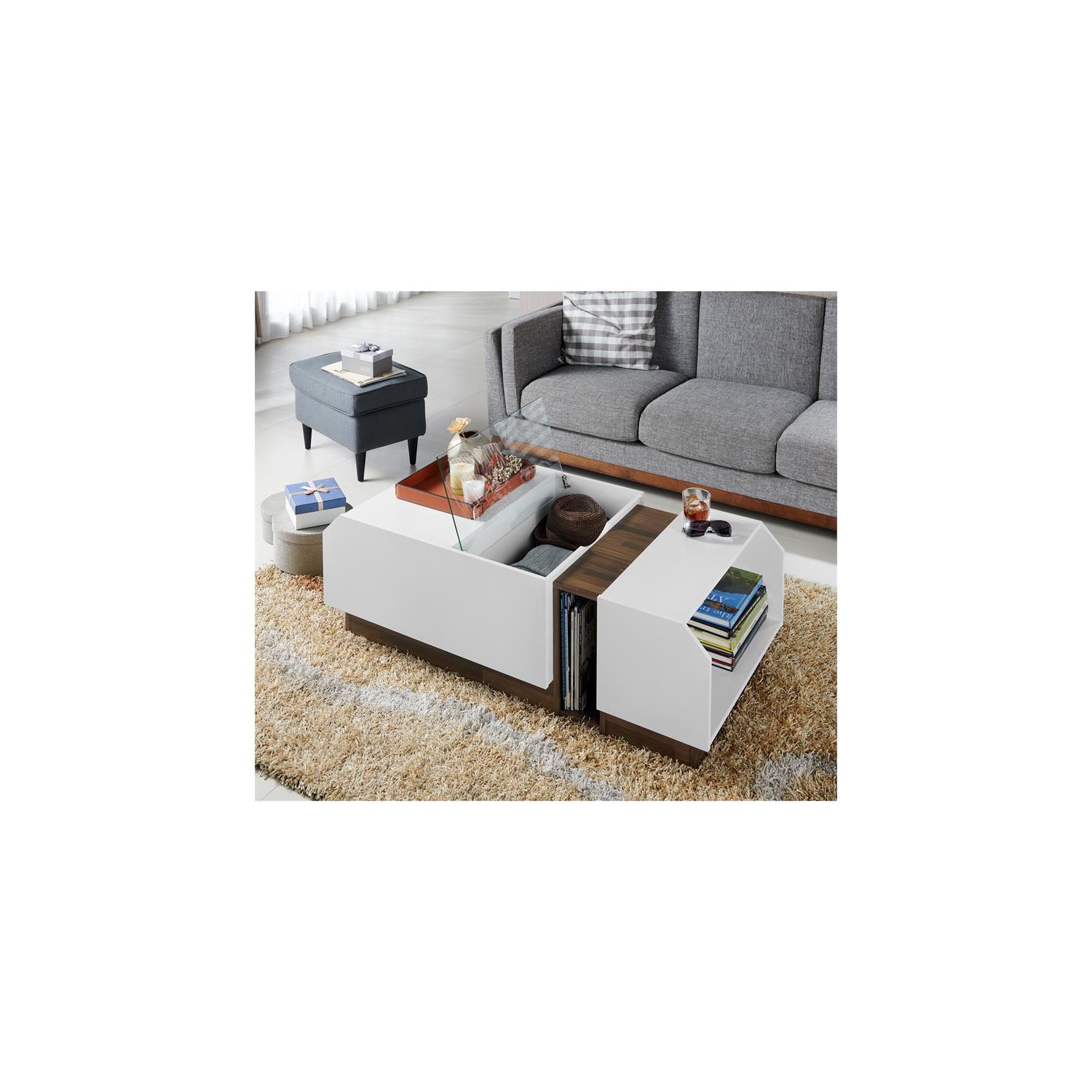 Bowery Hill Contemporary Wood Coffee Table in White