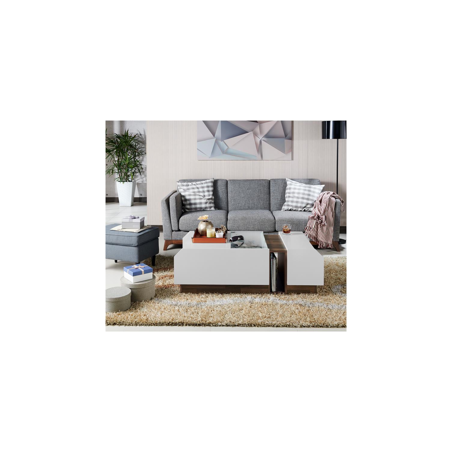 Bowery Hill Contemporary Wood Coffee Table in White