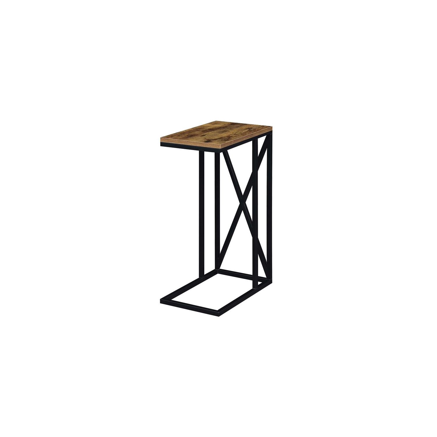 Convenience Concepts Tucson C End Table in Nutmeg Wood Finish and X Metal Frame