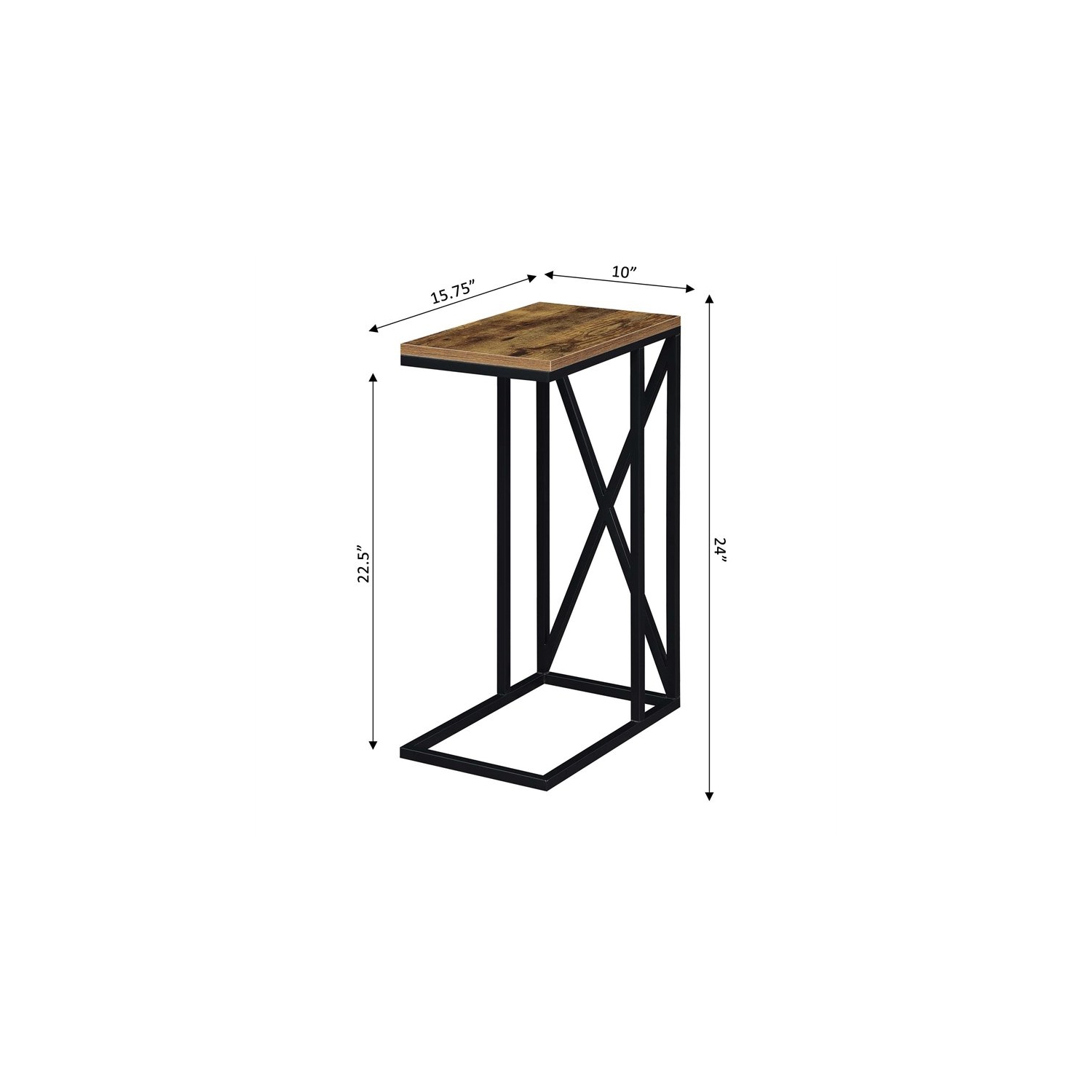 Convenience Concepts Tucson C End Table in Nutmeg Wood Finish and X Metal Frame